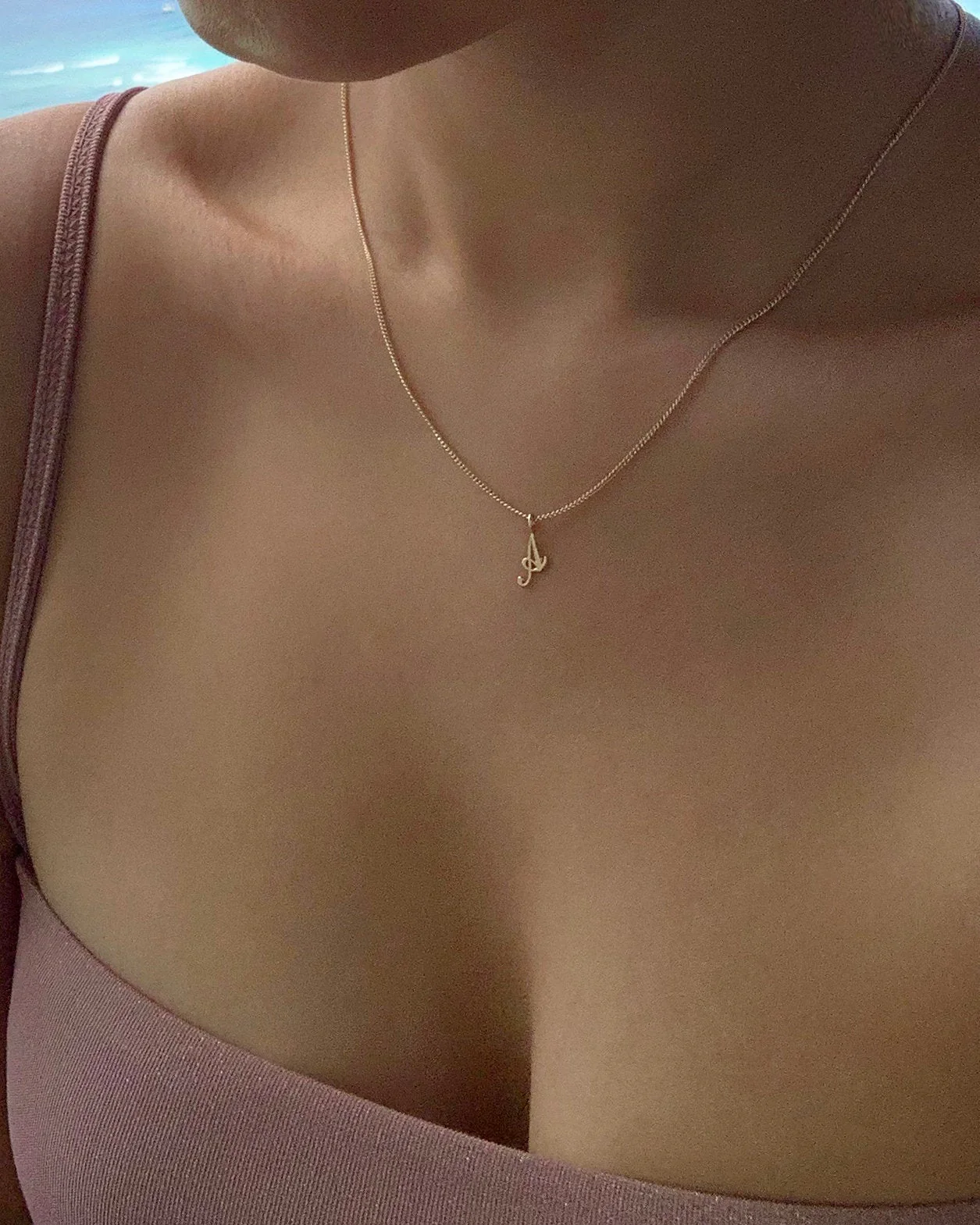 14k Cursive Letter Necklace - Image 3