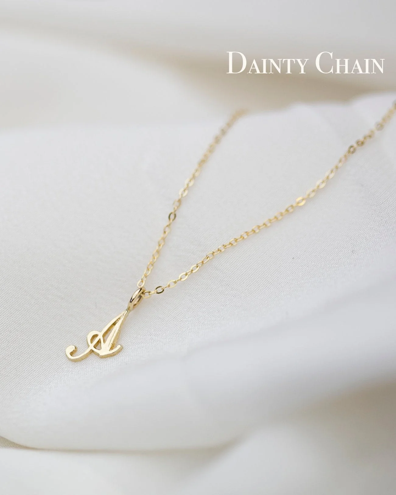 14k Cursive Letter Necklace - Image 5