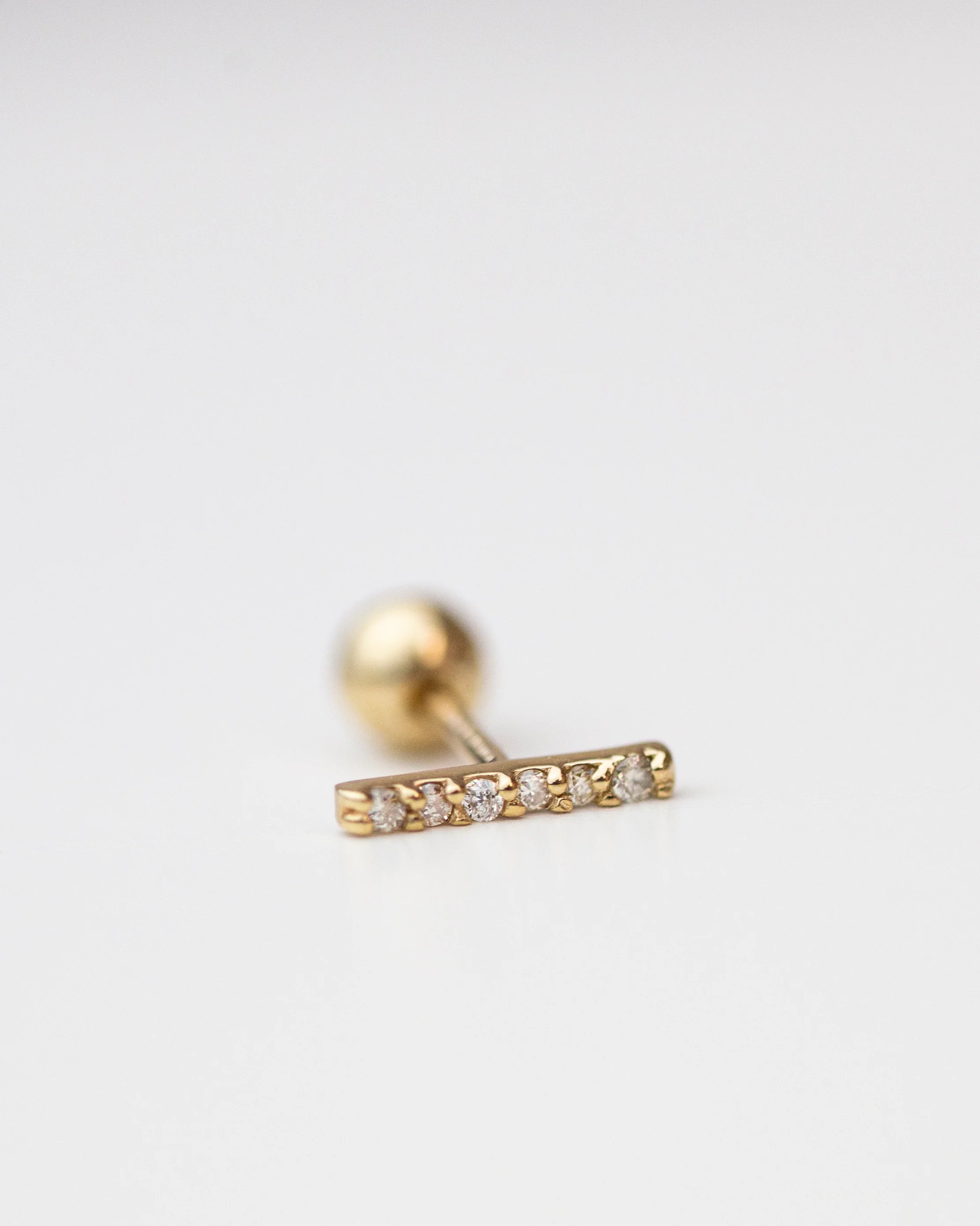 14k Diamond Bar Stud - Image 2