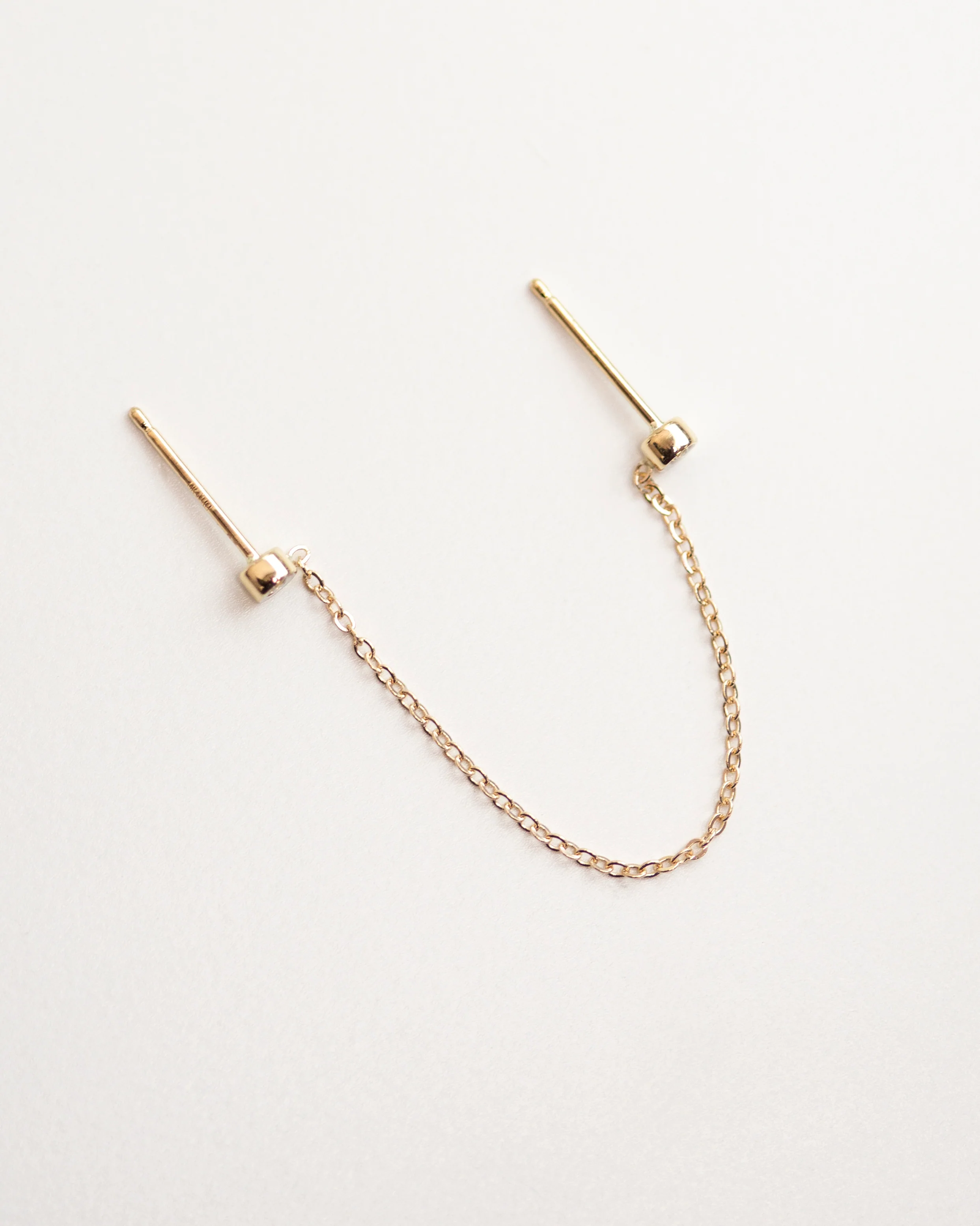 14k Double Diamond Chain Studs - Image 4