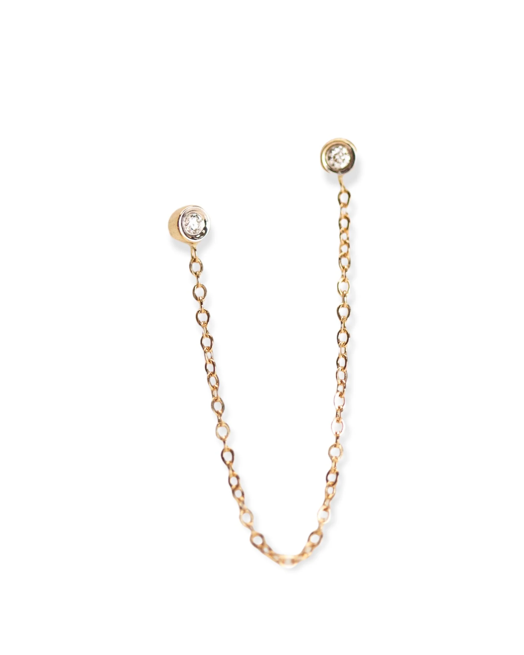 14k Double Diamond Chain Studs - Image 7