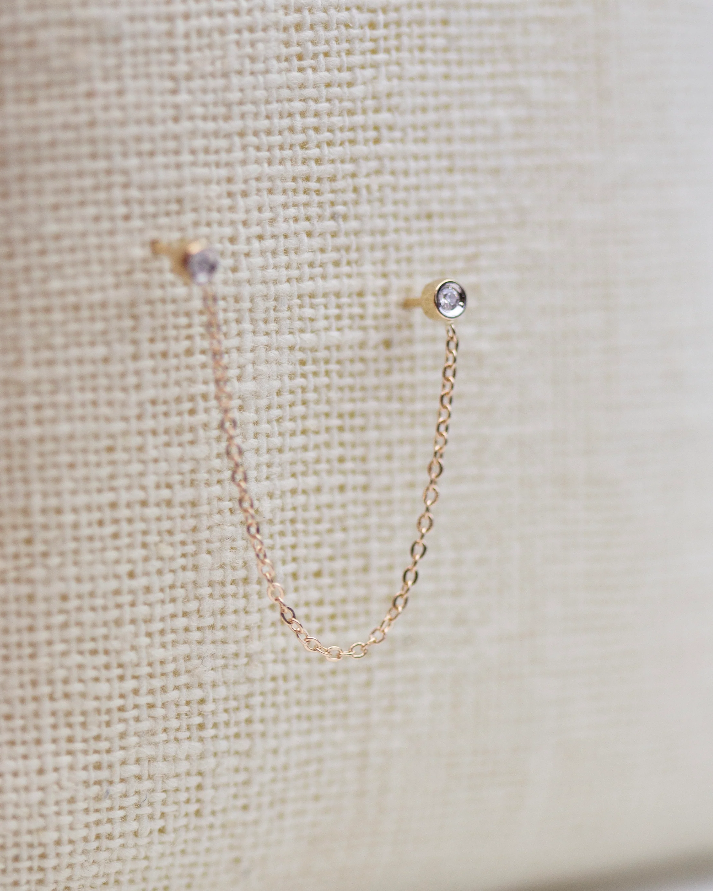 14k Double Diamond Chain Studs - Image 8