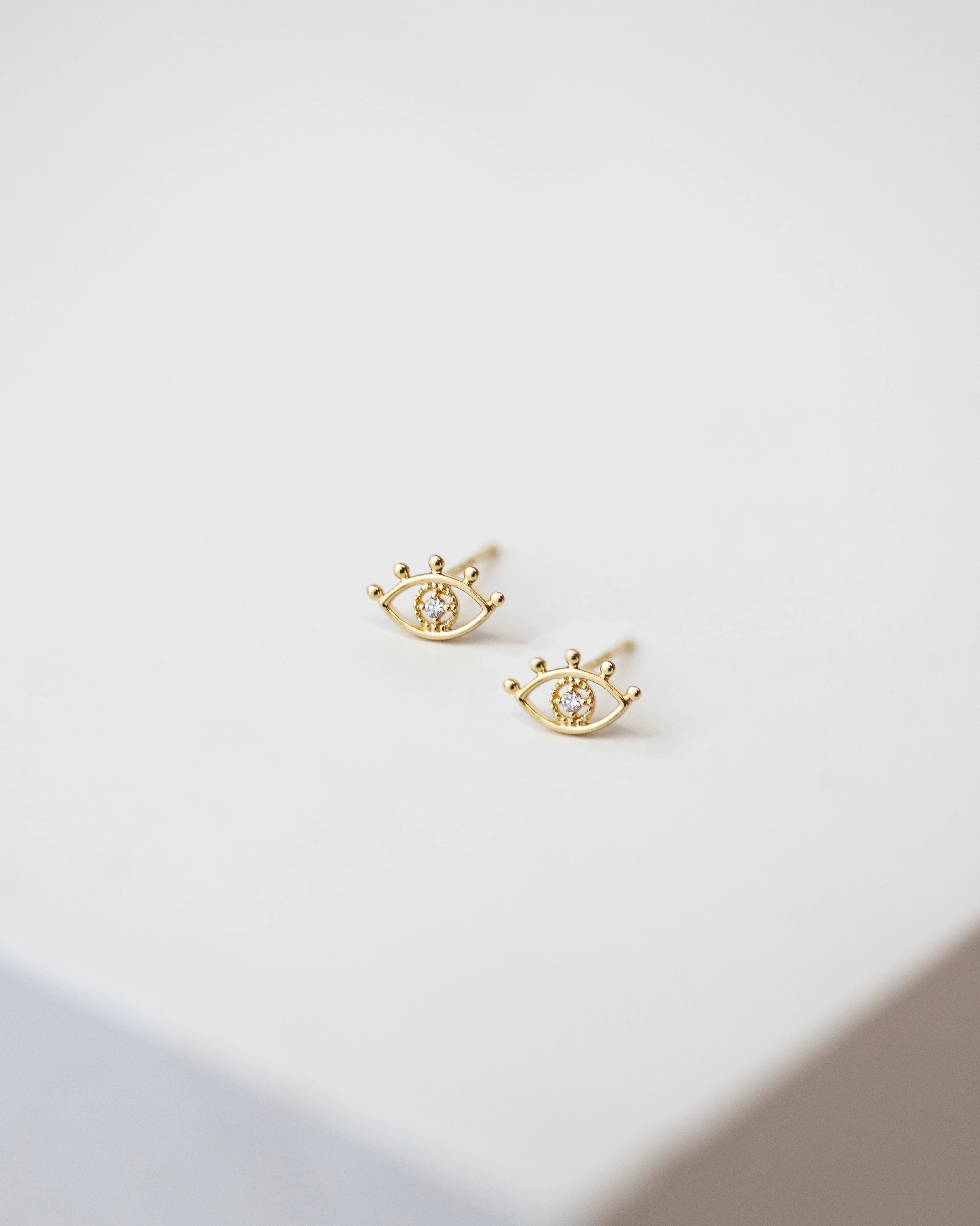 14K Gold Evil Eye Stud Earrings