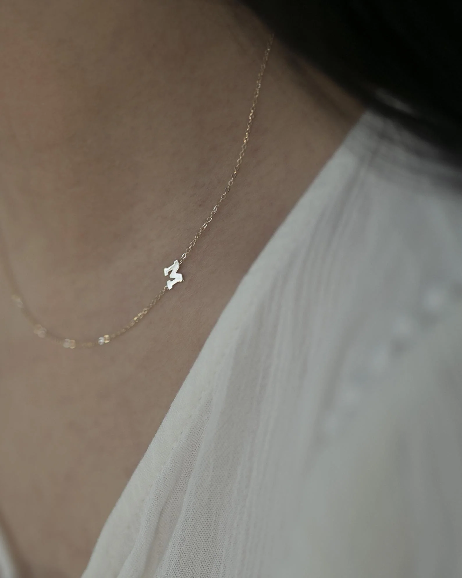 14k Gold Block Font Initial Letter Necklace - Image 5