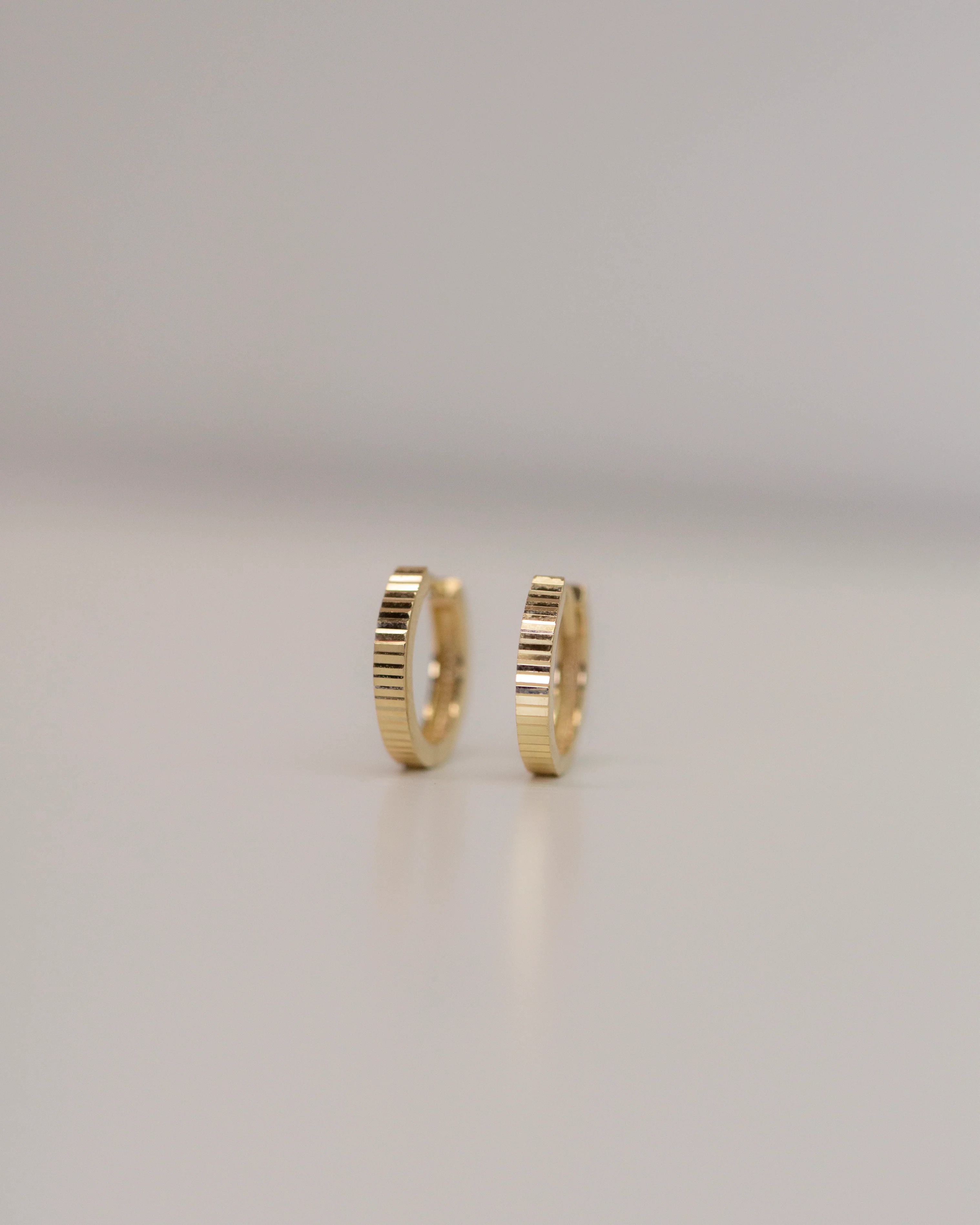 14K Gold Fluted Cut Huggies