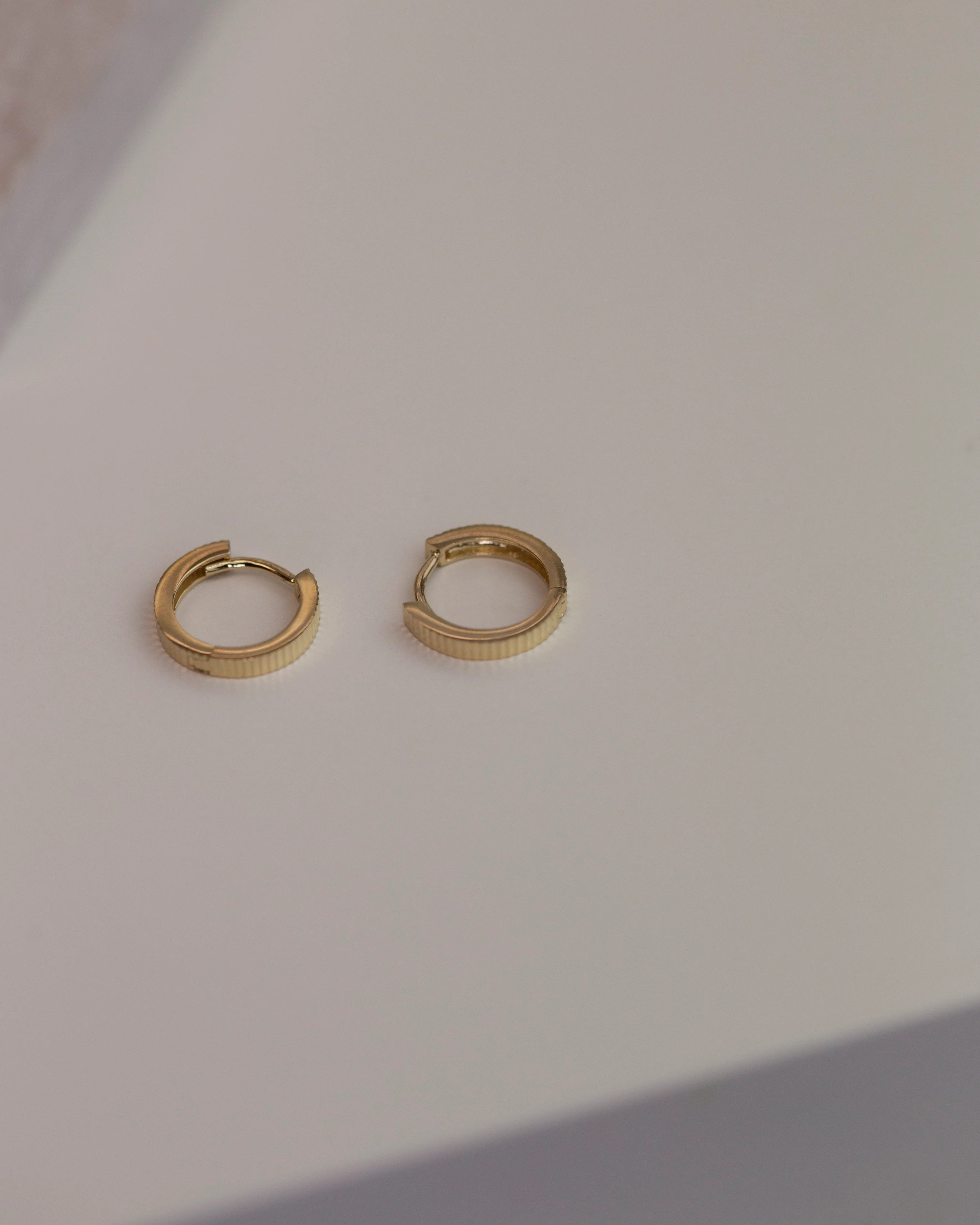 14K Gold Fluted Cut Huggies - Image 5