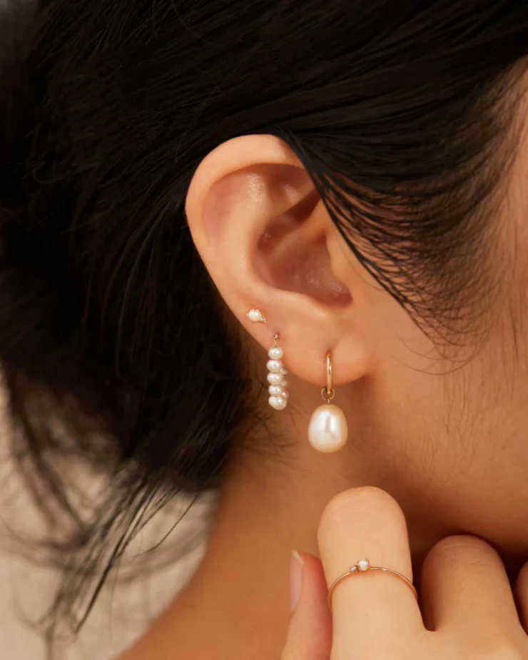 14k gold Freshwater Pearl Strand Earrings - Image 2