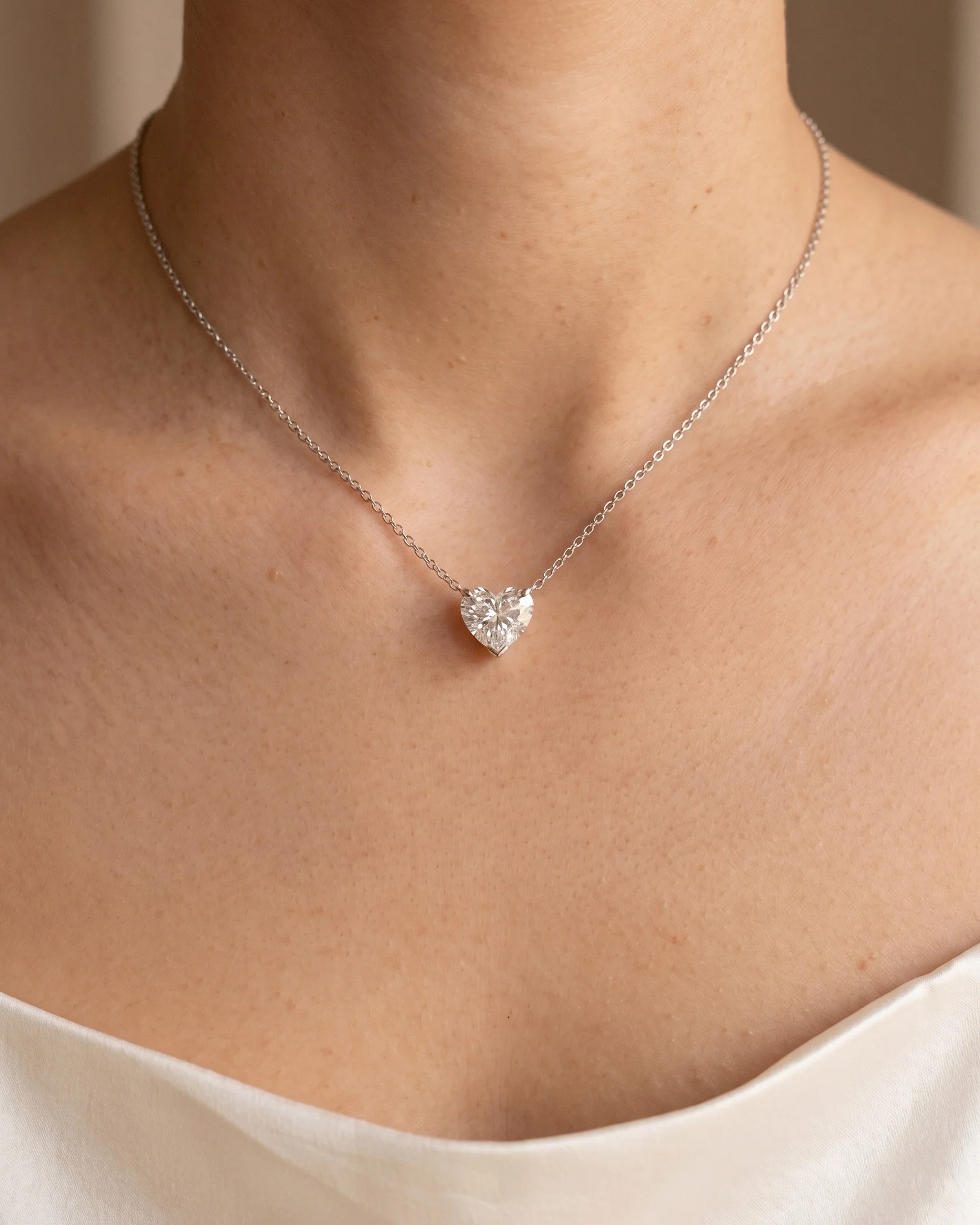 14k Gold Heart Lab Diamond Necklace • 0.5ct to 3ct Heart Solitaire • IGI Certified Sustainable Diamond • Dainty Everyday Luxe