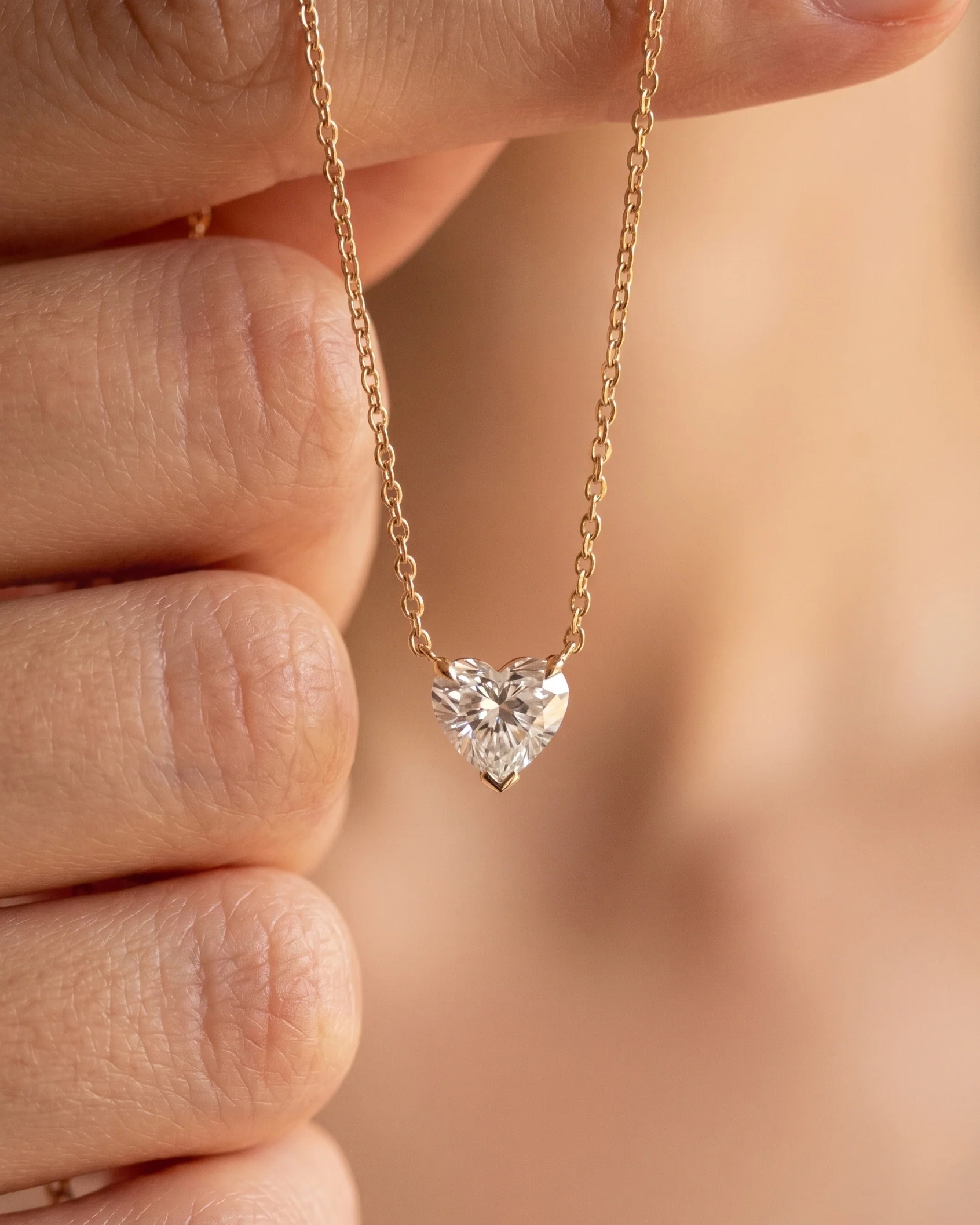 14k Gold Heart Lab Diamond Necklace • 0.5ct to 3ct Heart Solitaire • IGI Certified Sustainable Diamond • Dainty Everyday Luxe - Image 4