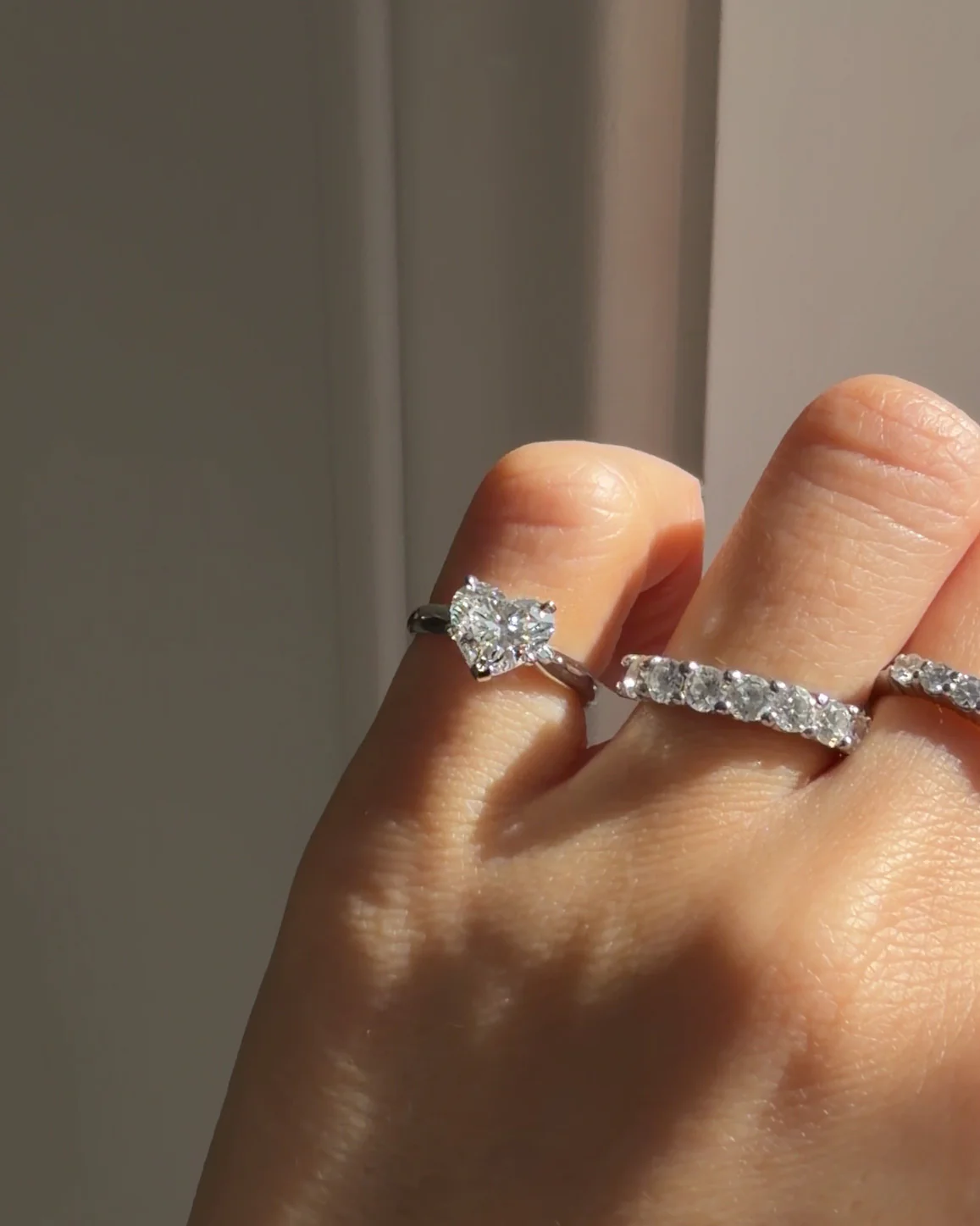 14K Gold Heart Lab Diamond Pinky Ring | Heart Diamond Engagement Ring - Image 3