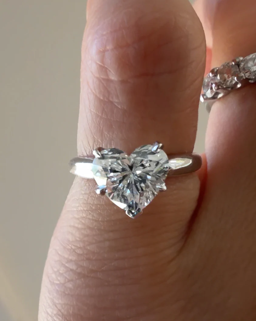 14K Gold Heart Lab Diamond Pinky Ring | Heart Diamond Engagement Ring - Image 6