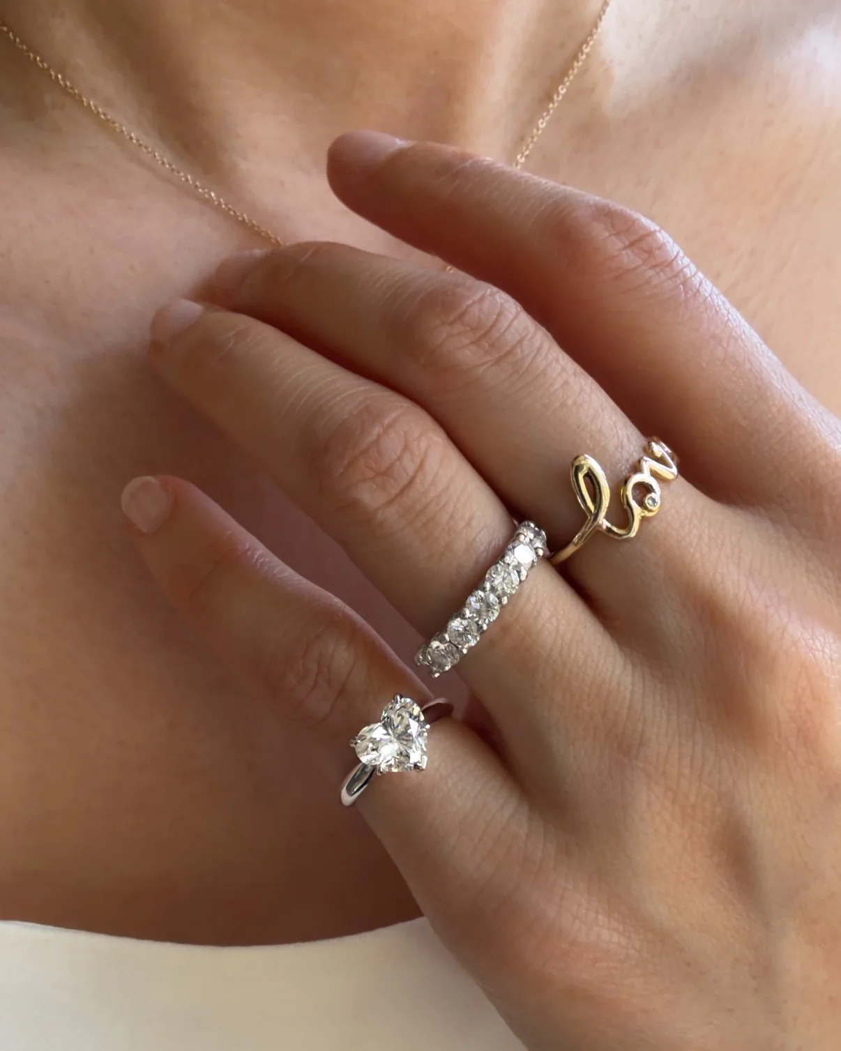 14K Gold Heart Lab Diamond Pinky Ring | Heart Diamond Engagement Ring - Image 7