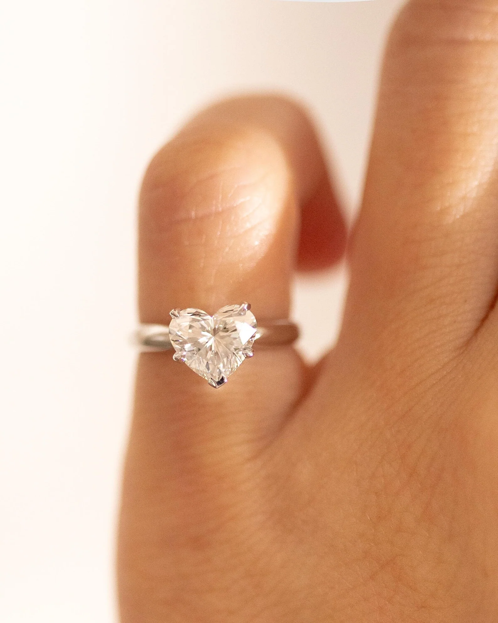 14K Gold Heart Lab Diamond Pinky Ring | Heart Diamond Engagement Ring - Image 8