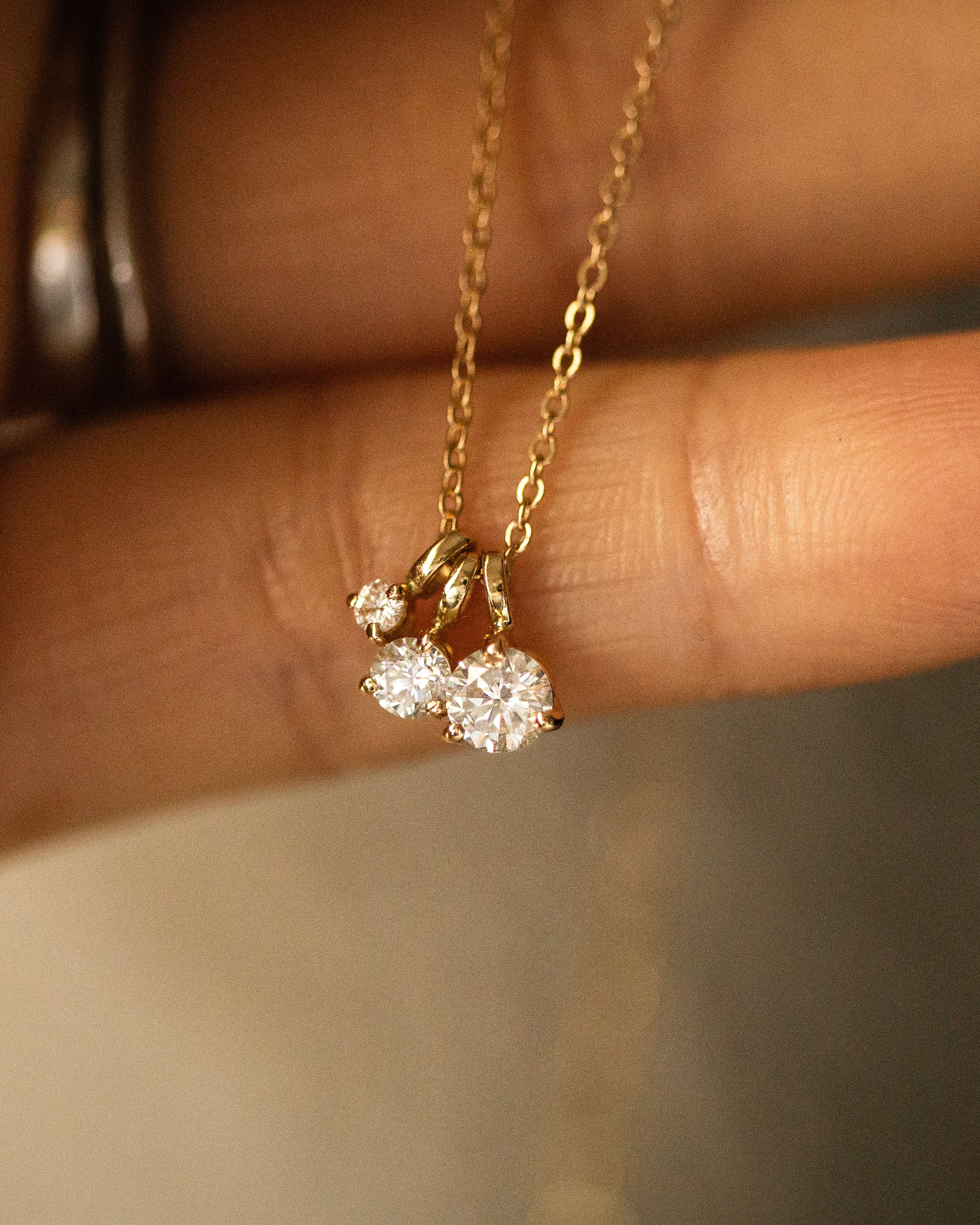 14K Gold Lab Diamond Necklace D-E VS | 2mm 3mm 4mm Solitaire Pendant| Mommy and Me Two Stone Option Pendant Style - Image 2