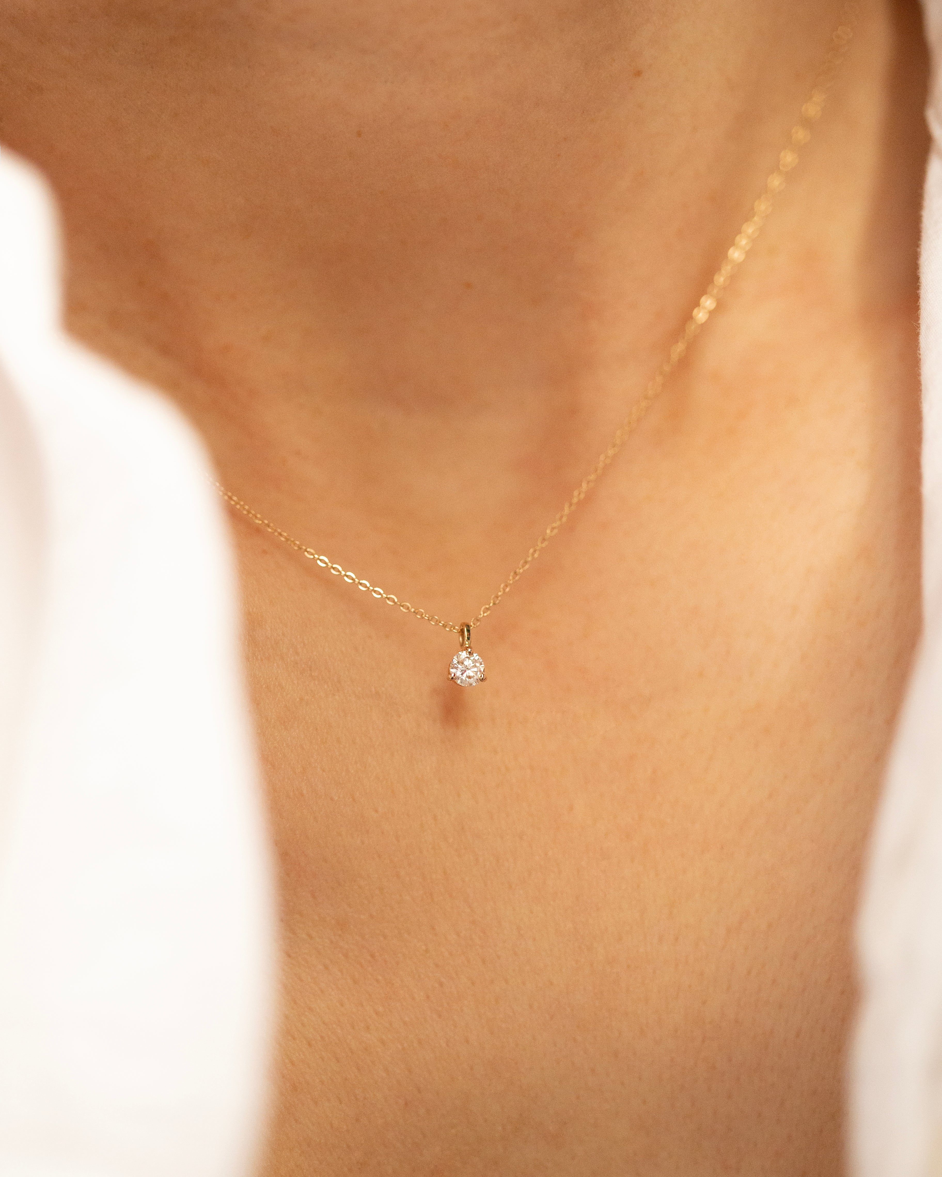 14K Gold Lab Diamond Necklace D-E VS | 2mm 3mm 4mm Solitaire Pendant| Mommy and Me Two Stone Option Pendant Style - Image 6