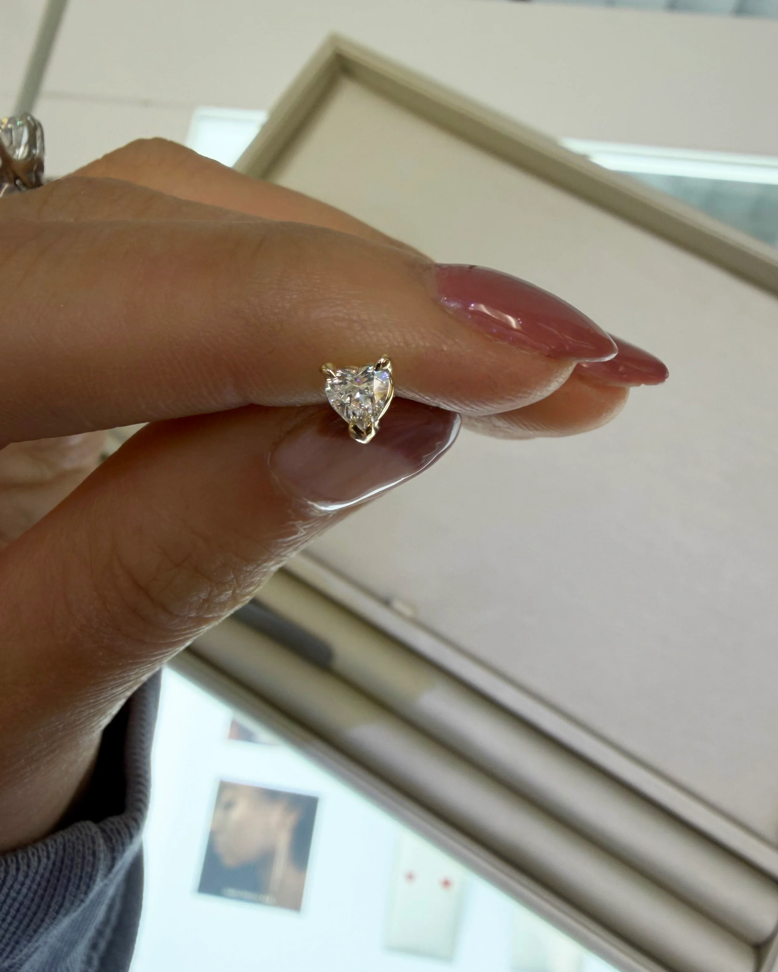 14k Gold Lab Heart Diamond Labret Earring - Image 2