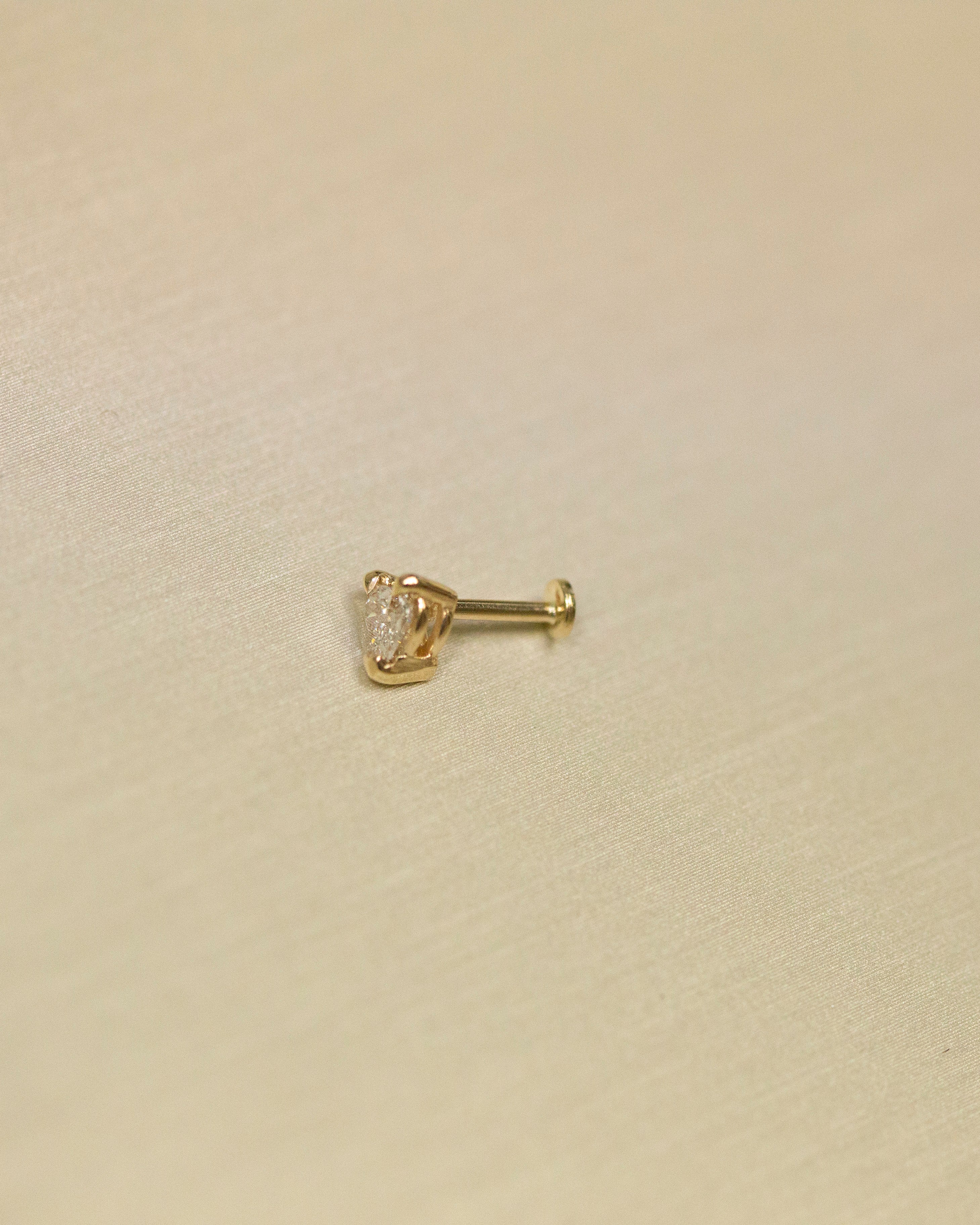 14k Gold Lab Heart Diamond Labret Earring - Image 3