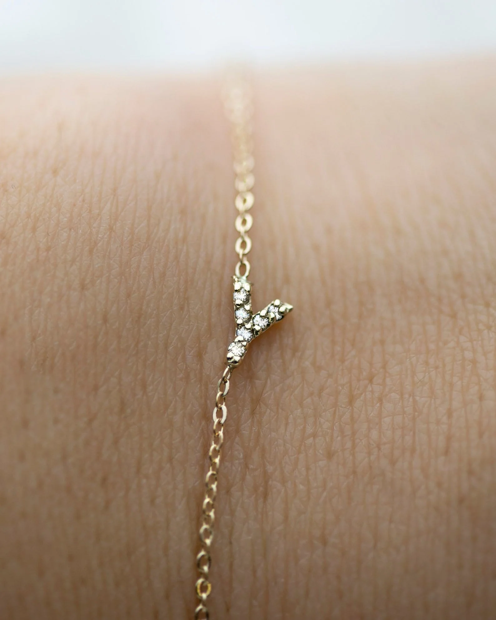 14k Gold Mini Diamond Initial Bracelet - Image 6