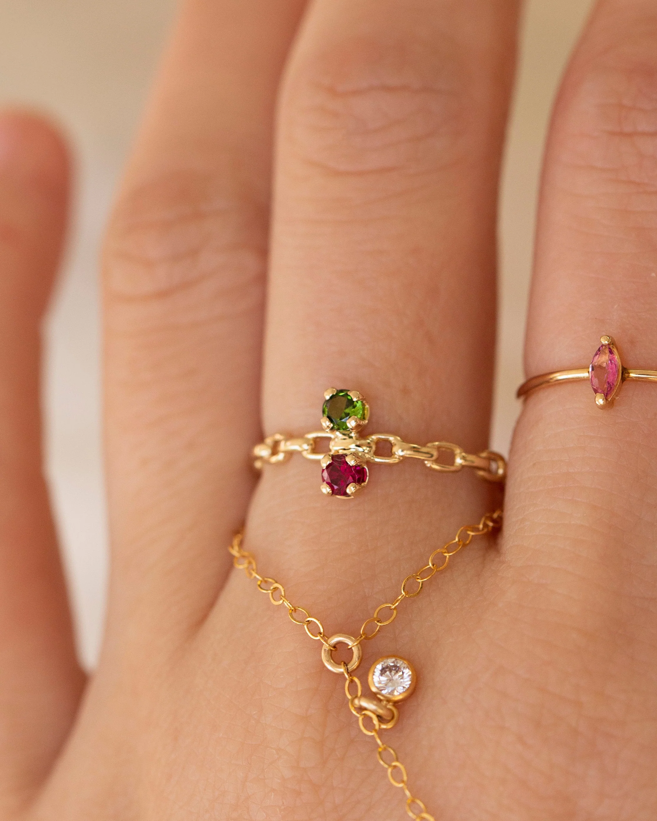14k Gold Mother's Birthstone Ring, Lovers Birthstone Ring - Image 3
