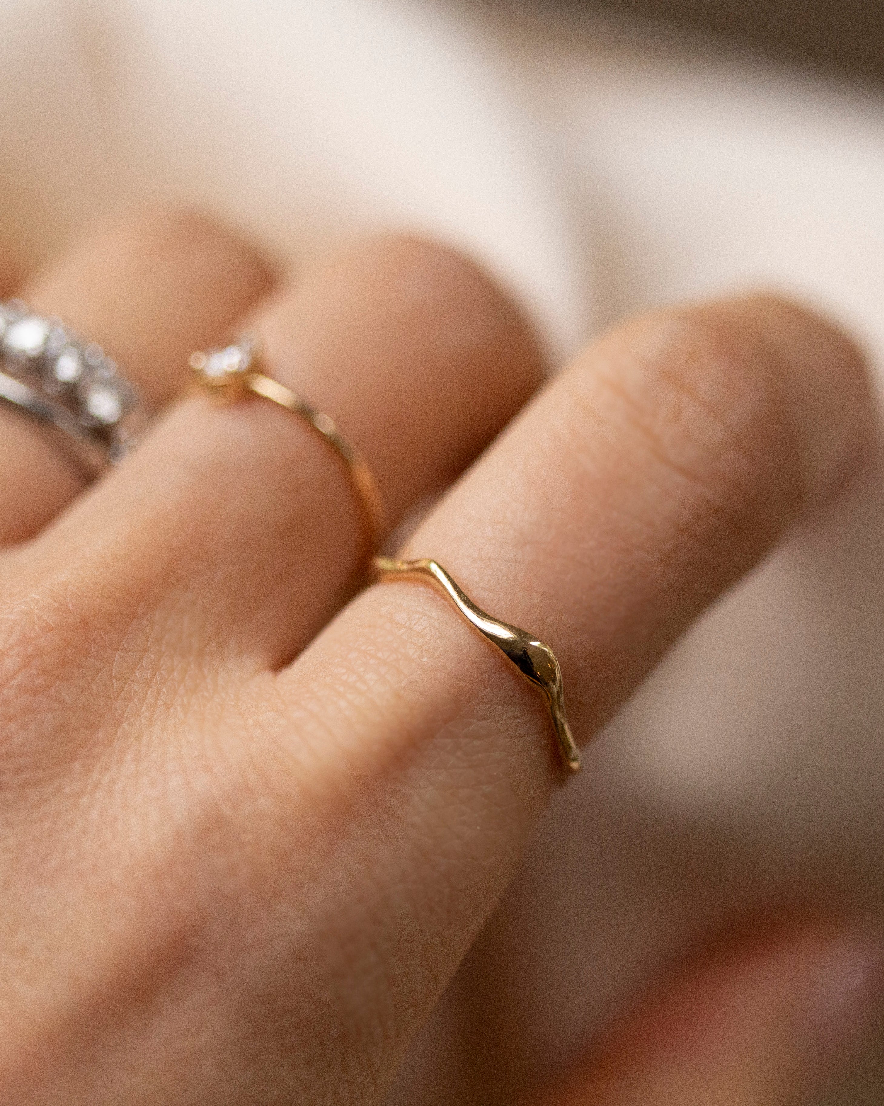 14K Gold Organic Wave Ring - Image 6