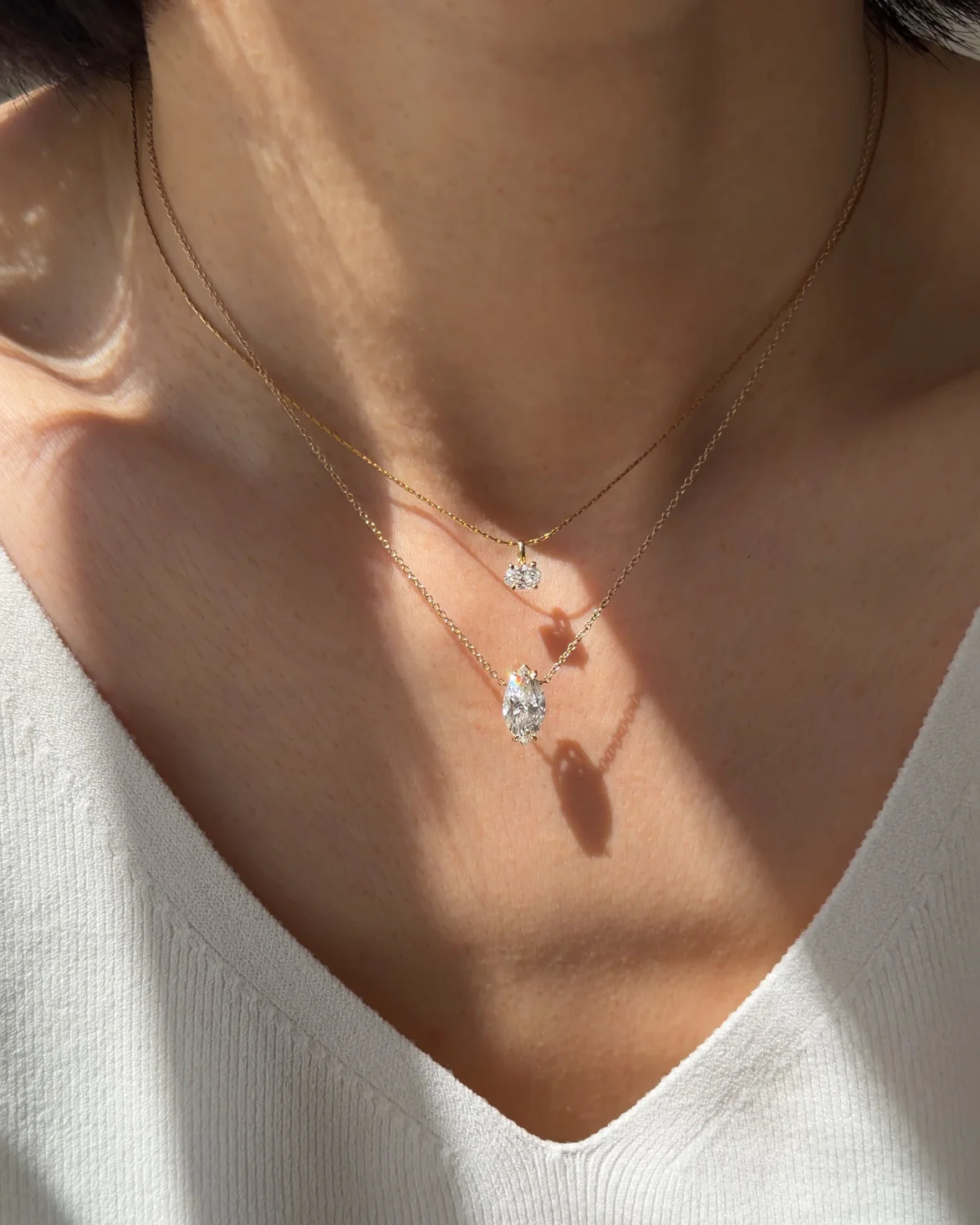 14K Gold Oval Lab Diamond Necklace, Dainty Snake Chain, Minimalist Fine Jewelry Gift - Image 4