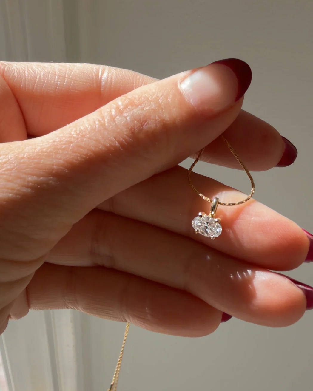 14K Gold Oval Lab Diamond Necklace, Dainty Snake Chain, Minimalist Fine Jewelry Gift - Image 7