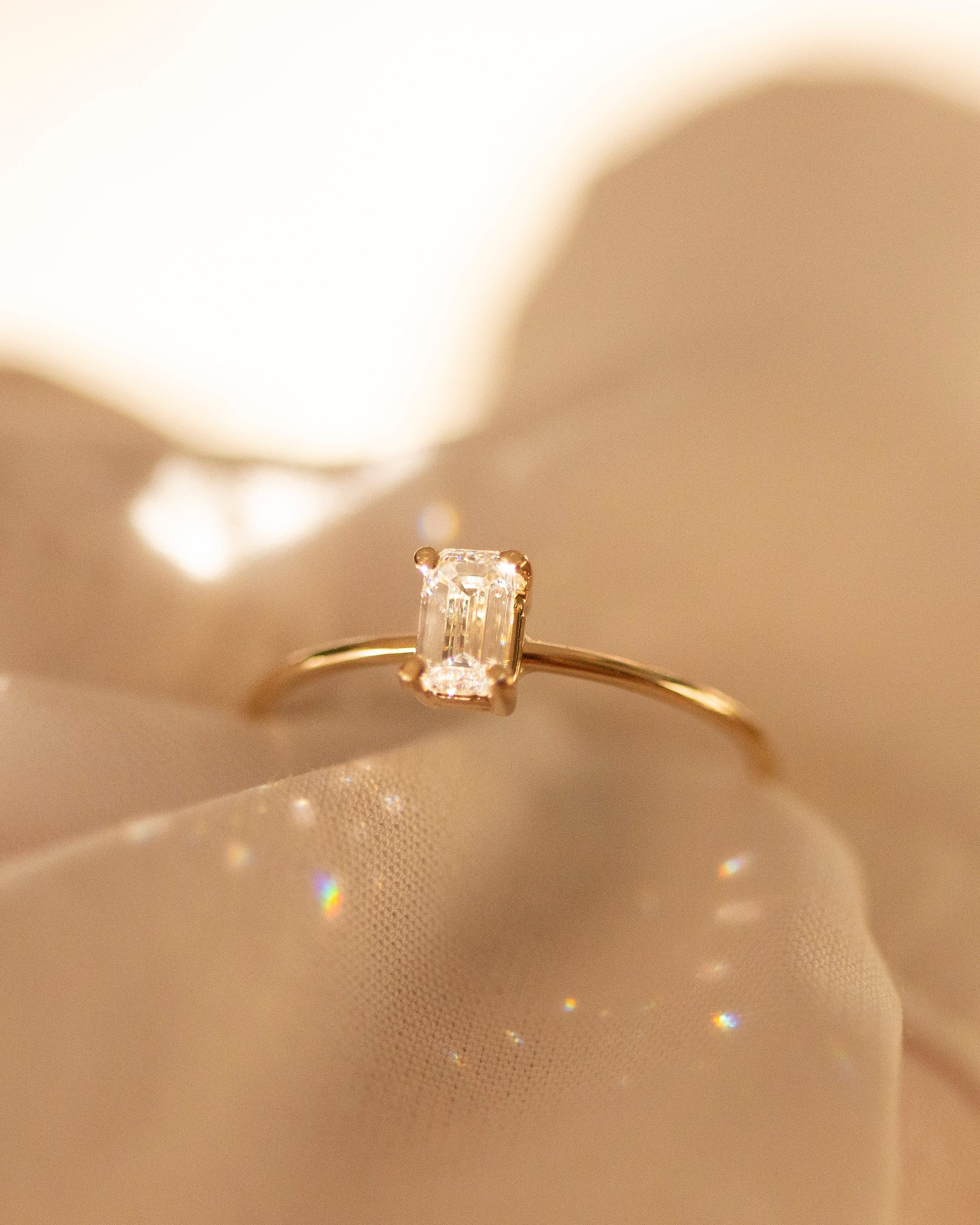 14K Gold Emerald Cut Lab Diamond Ring - Image 2