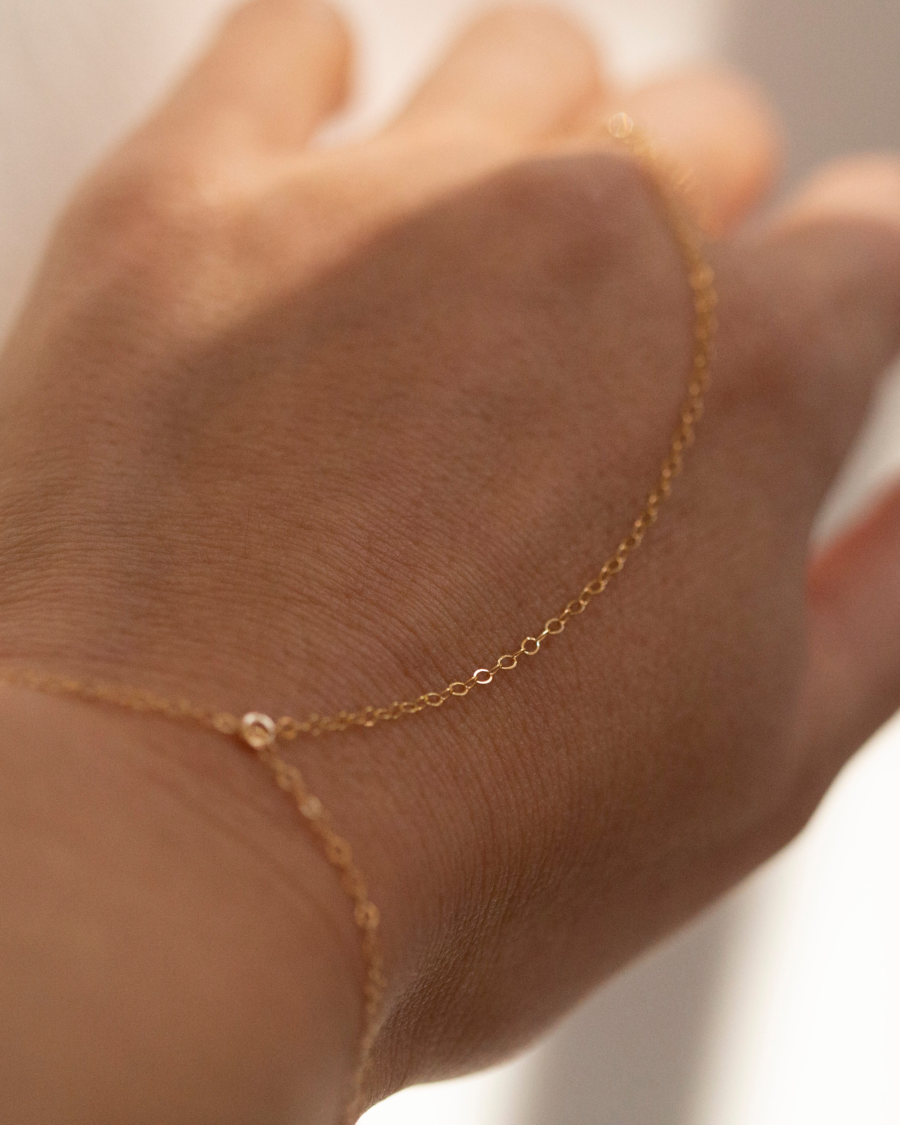 14k Gold Simple Hand Chain Bracelet - Image 4