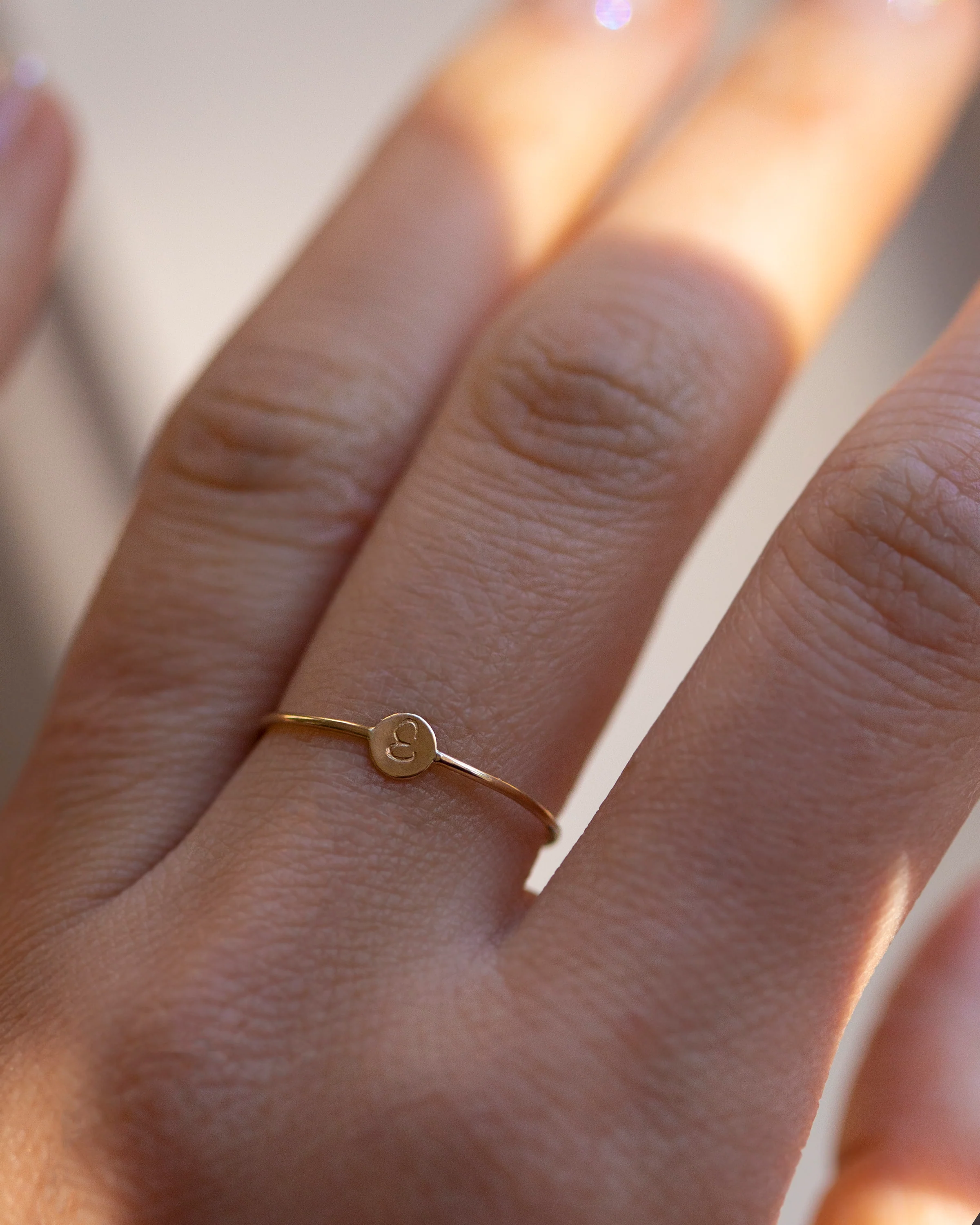 14k Gold Small Initial Monogram Ring - Image 2