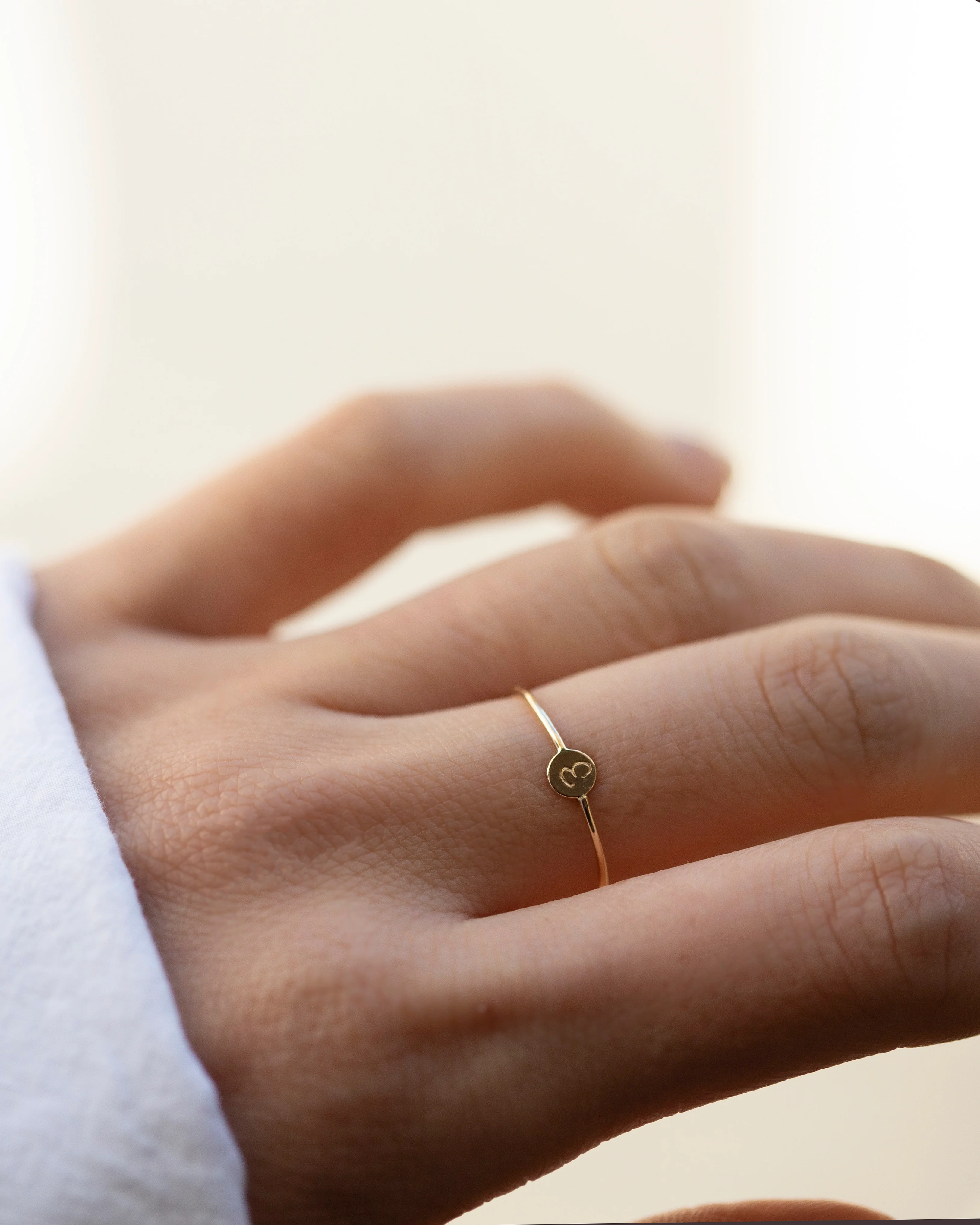 14k Gold Small Initial Monogram Ring - Image 3