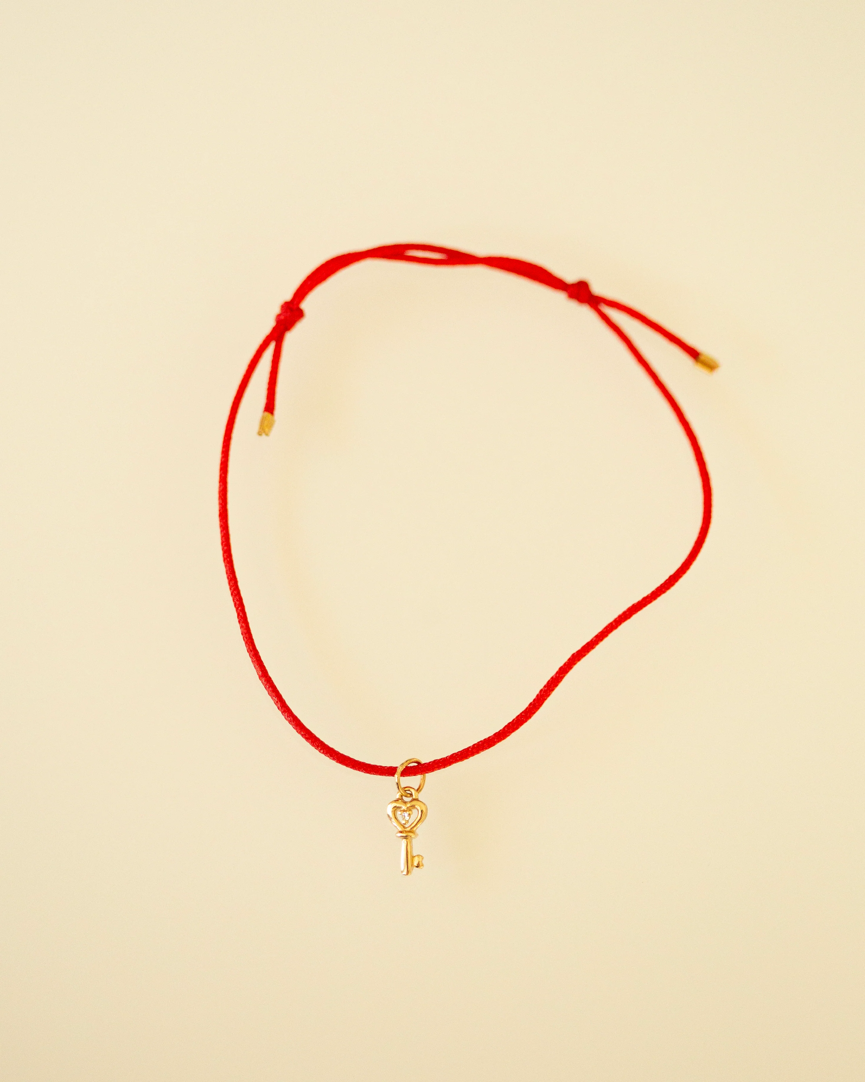 14k Heart key Charm String Thread Bracelet