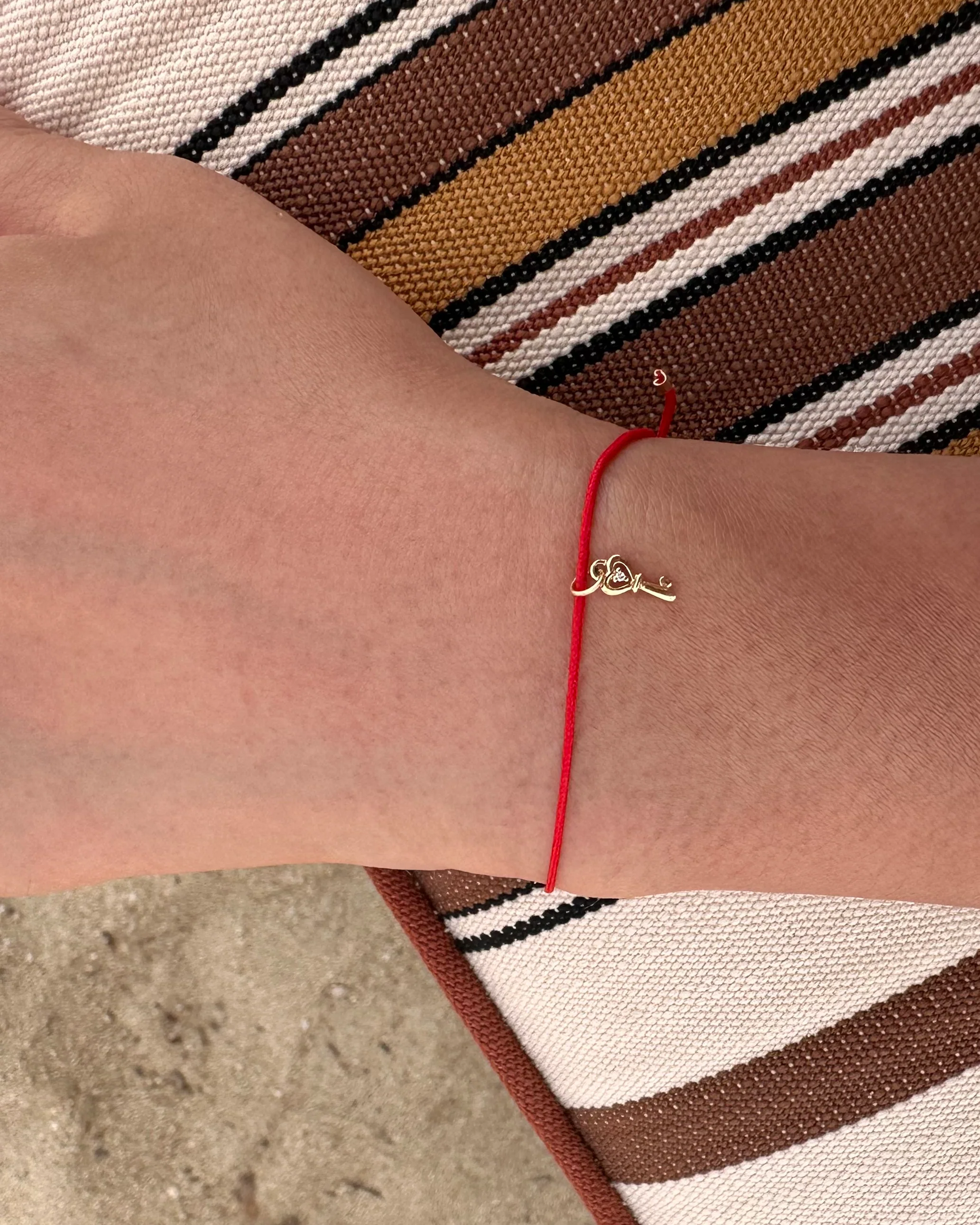 14k Heart key Charm String Thread Bracelet - Image 2