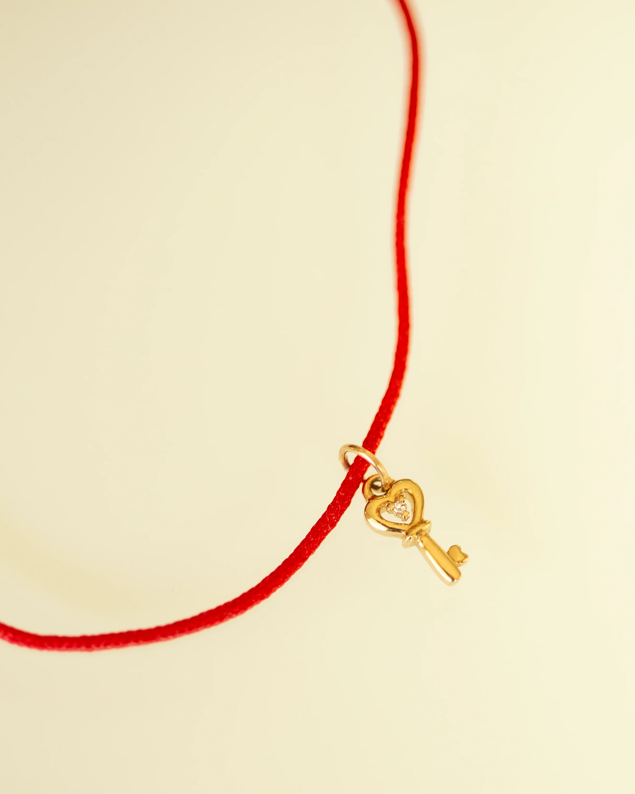 14k Heart key Charm String Thread Bracelet - Image 4