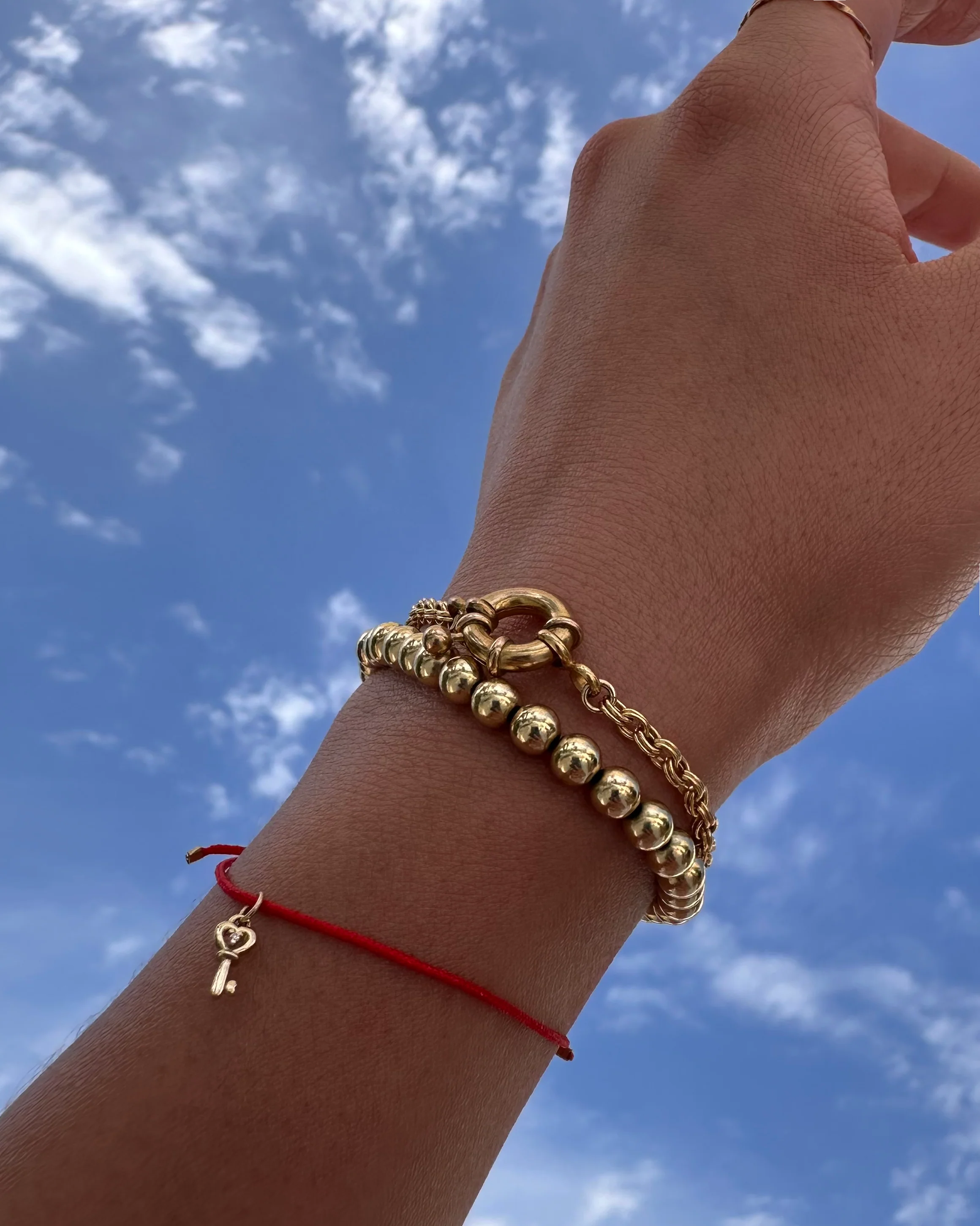 14k Heart key Charm String Thread Bracelet - Image 7