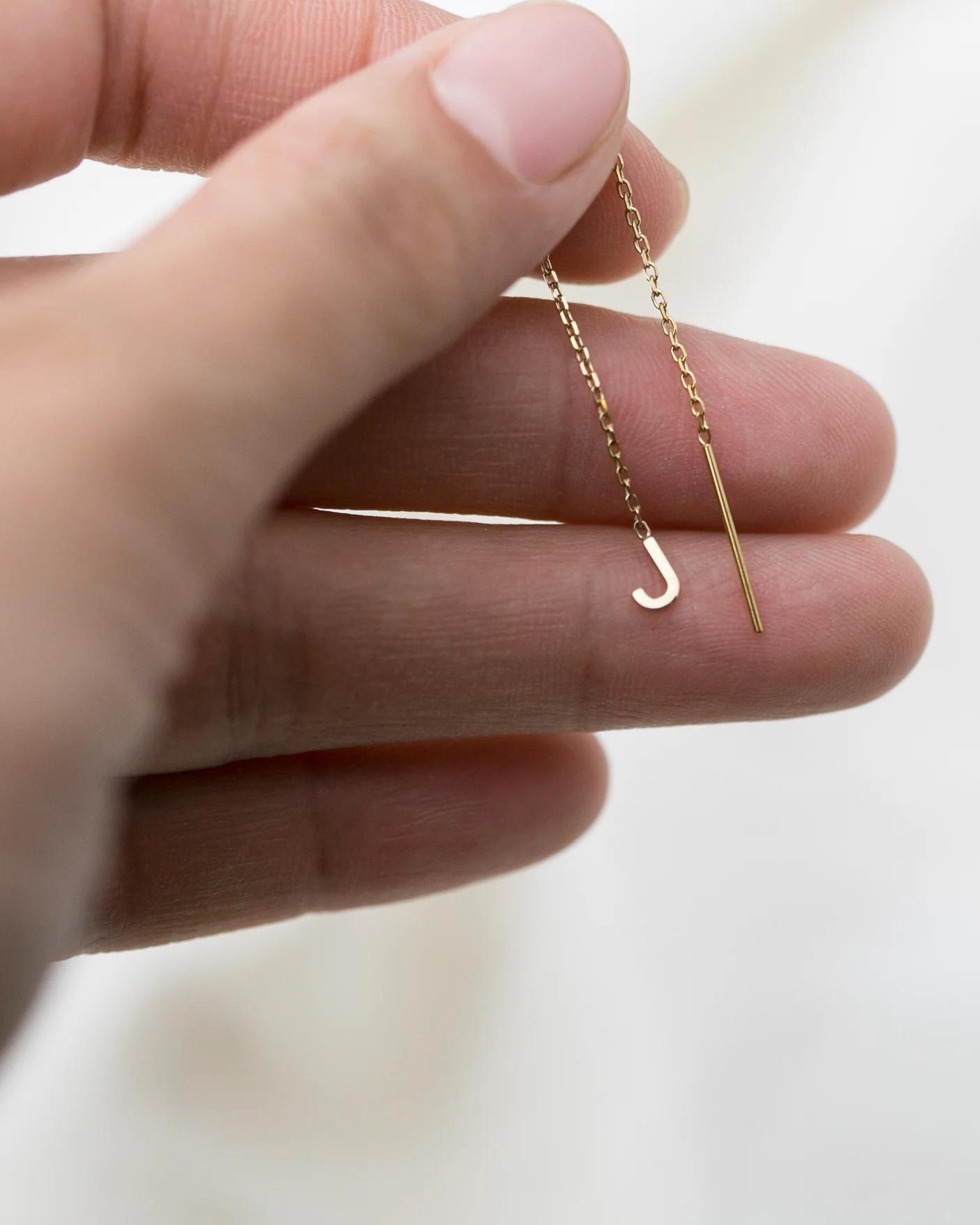 14K Initial Threader Earring - Image 3