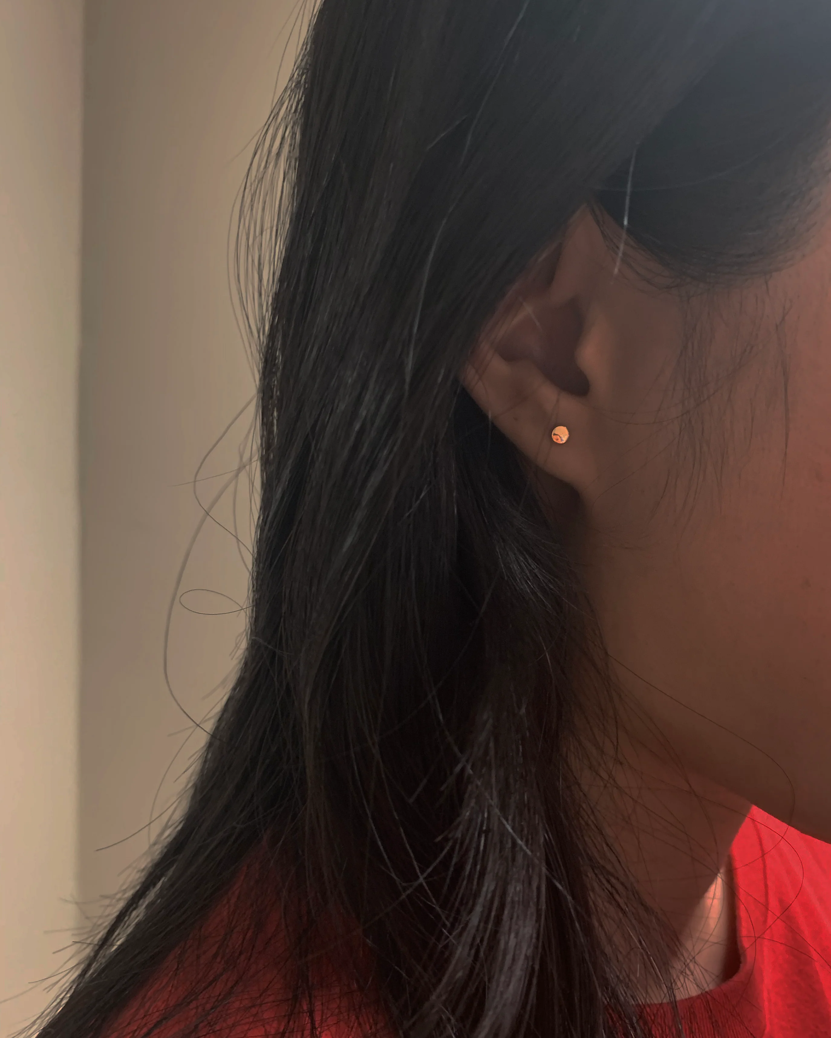 14K Mini Button Stud Earrings - Image 2