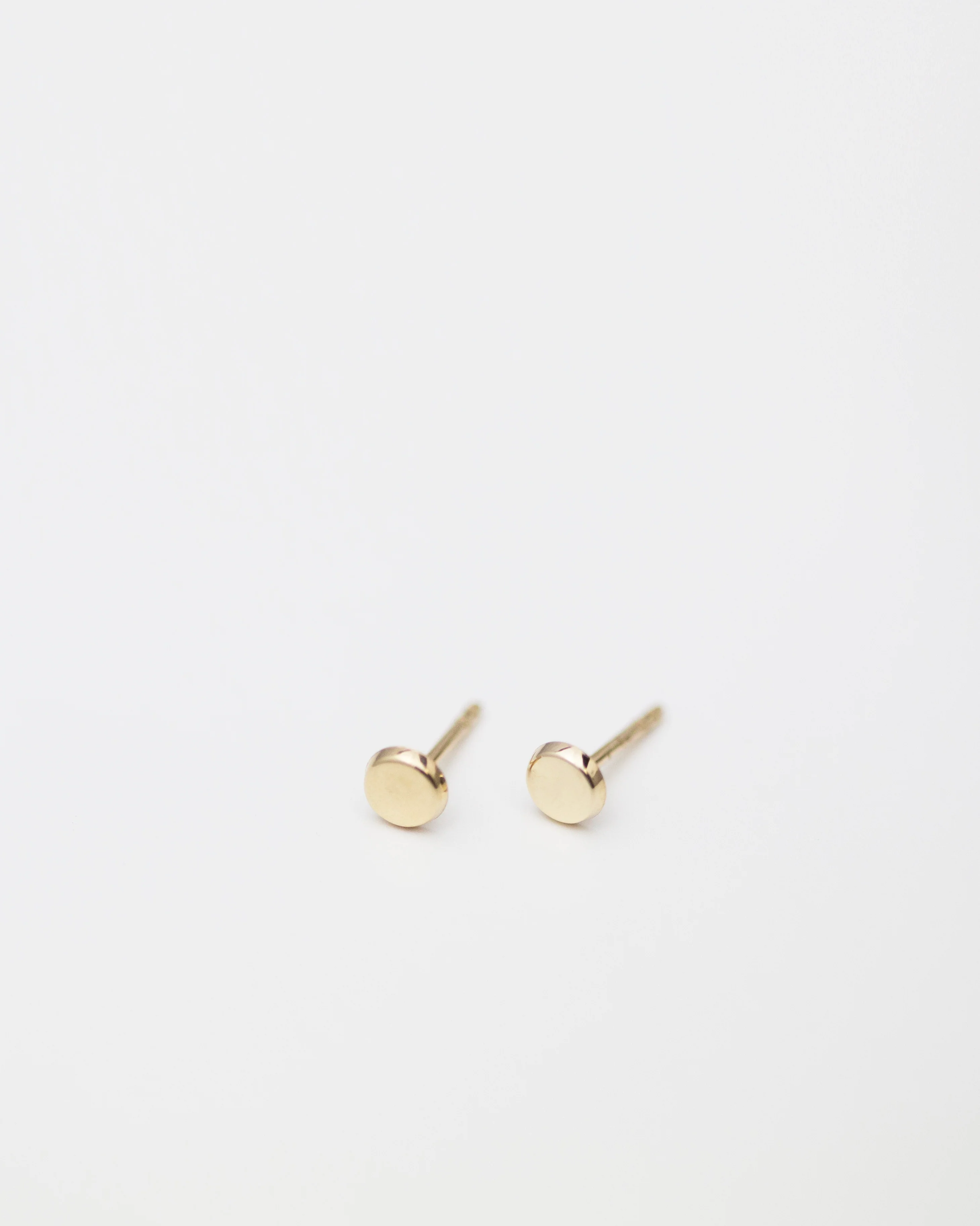 14K Mini Button Stud Earrings - Image 3