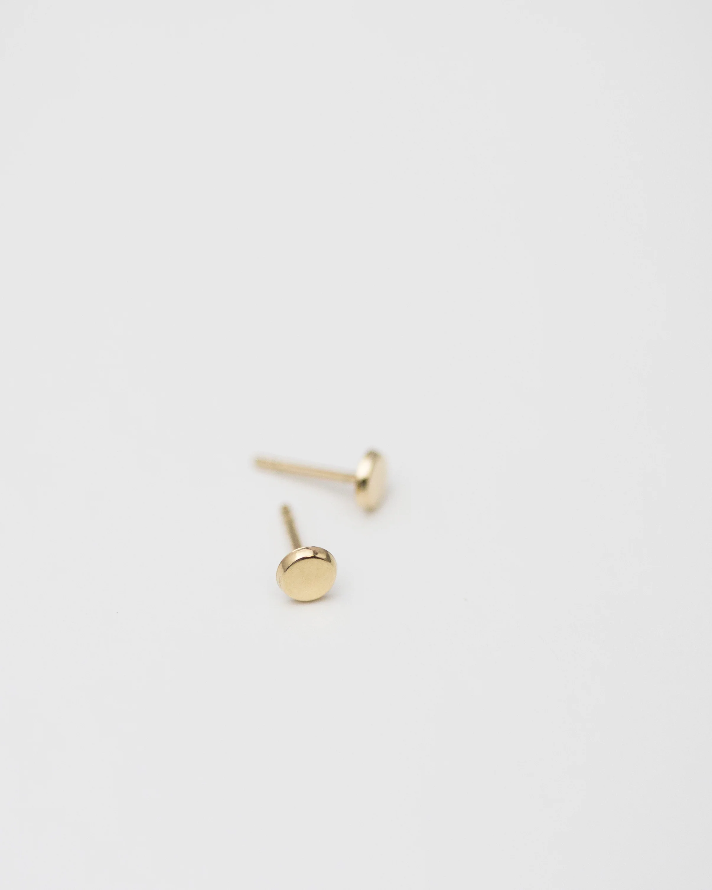 14K Mini Button Stud Earrings - Image 4