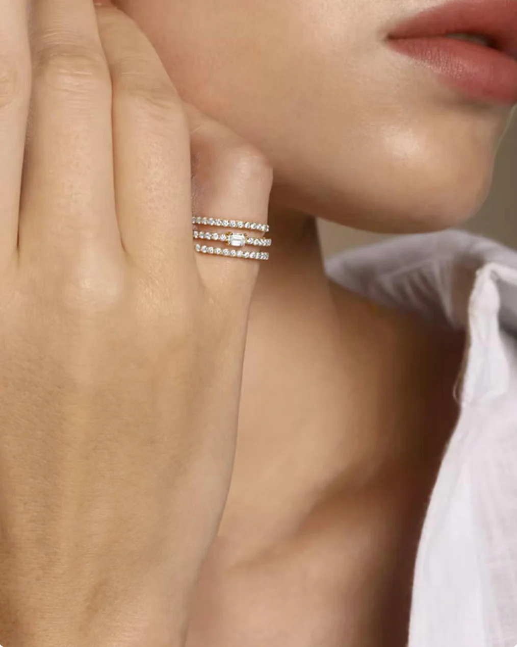 14k Solid Gold Diamond Spiral Wrap Ring - Image 2