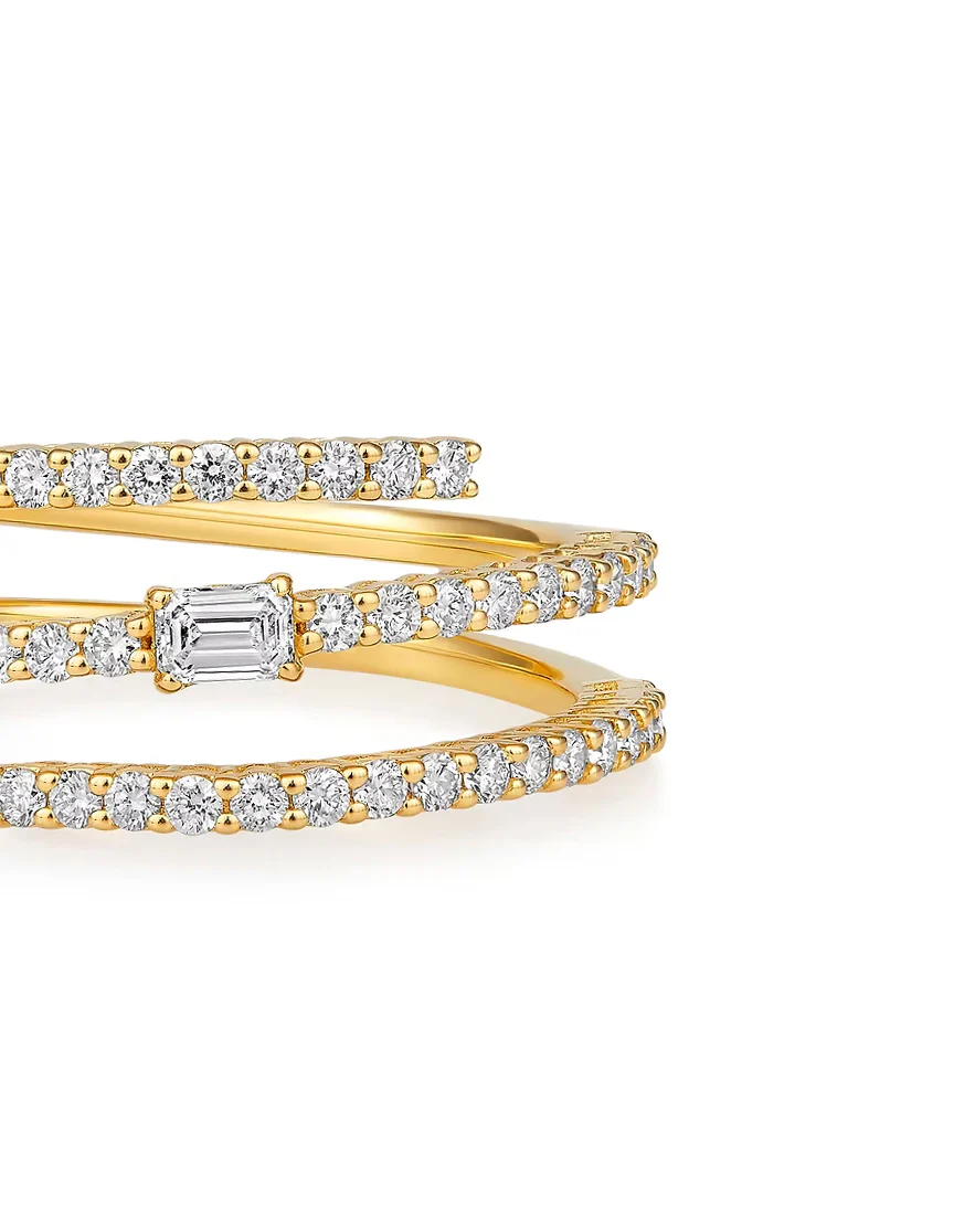 14k Solid Gold Diamond Spiral Wrap Ring - Image 3