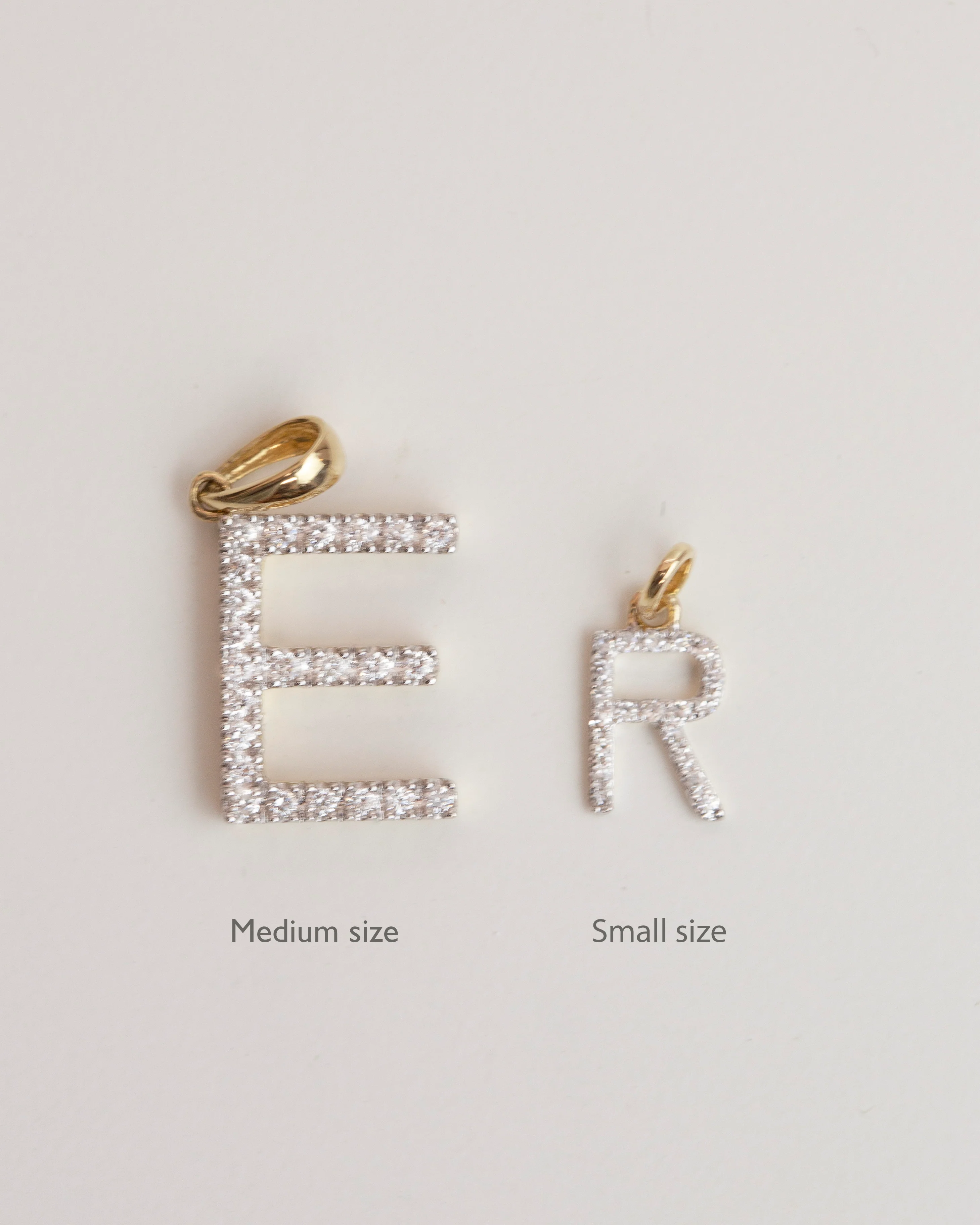 14K Solid Gold Real Diamond Initial Necklace Medium - Image 5