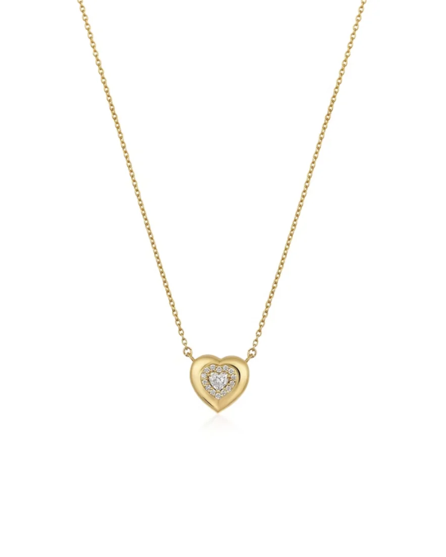 14K Yellow Gold Heart Charm Necklace