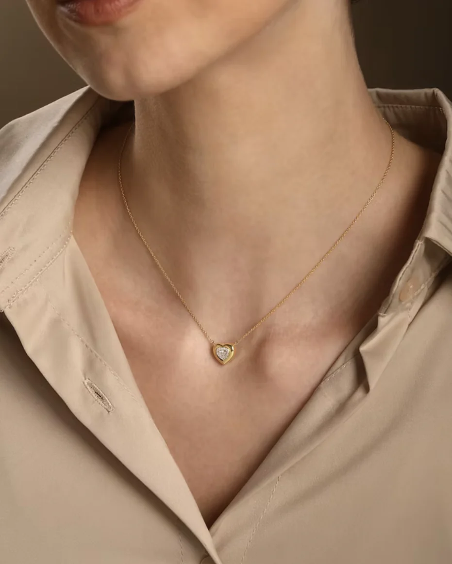 14K Yellow Gold Heart Charm Necklace - Image 2