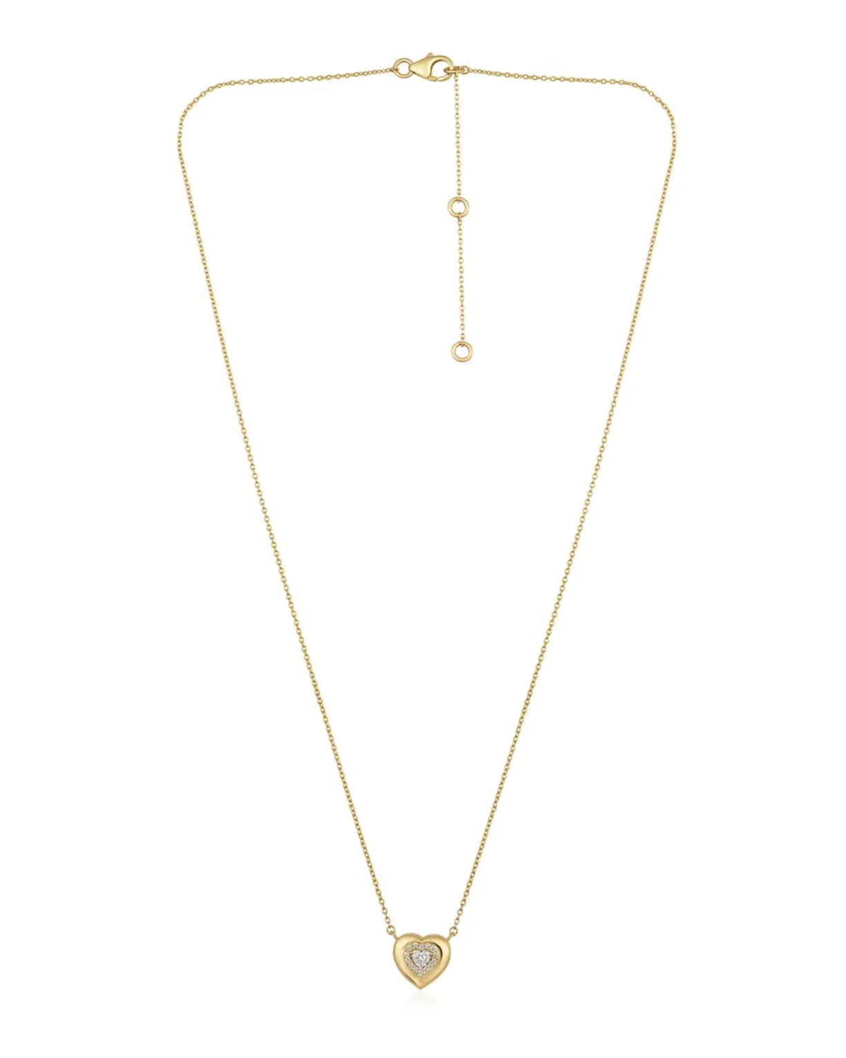 14K Yellow Gold Heart Charm Necklace - Image 3