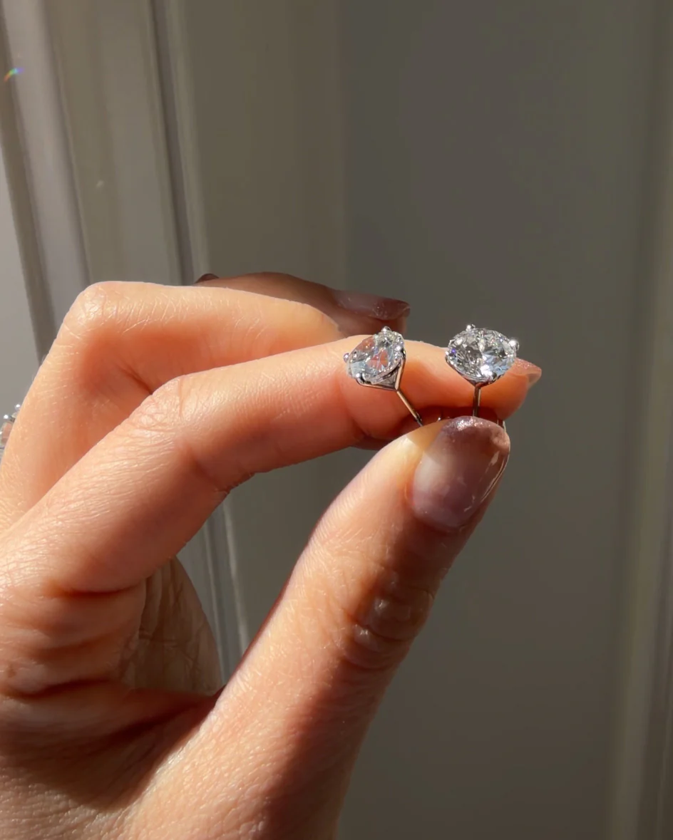 4 Ctw Lab Grown Diamond Stud Earrings IGI Certified - Image 6