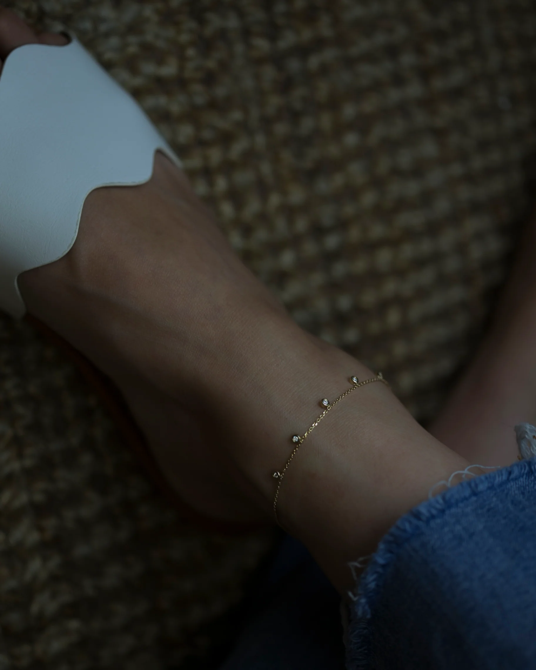 5 Bezel Charm Diamond Anklet - Image 3