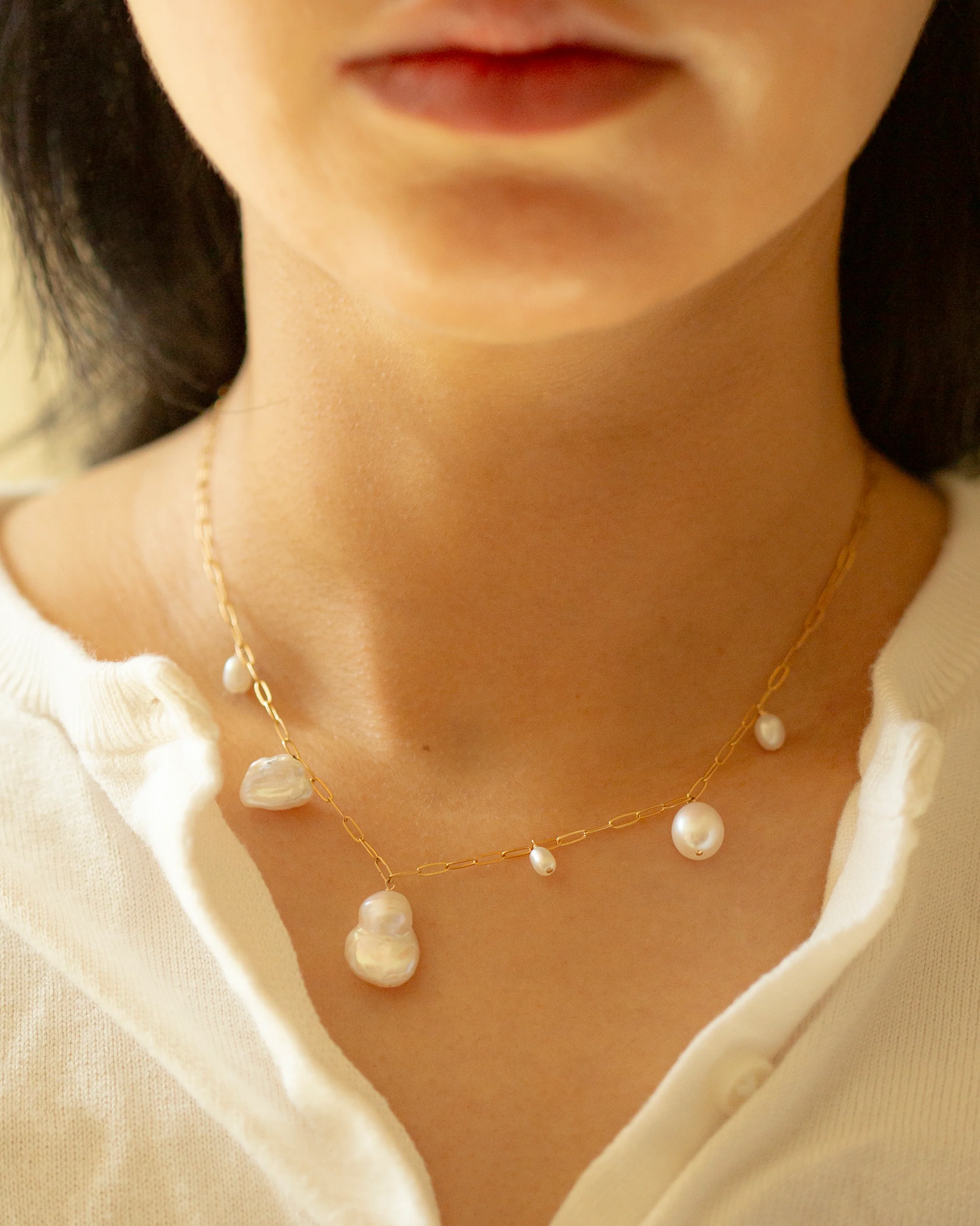 Baroque Pearl Dangle Necklace - Image 3