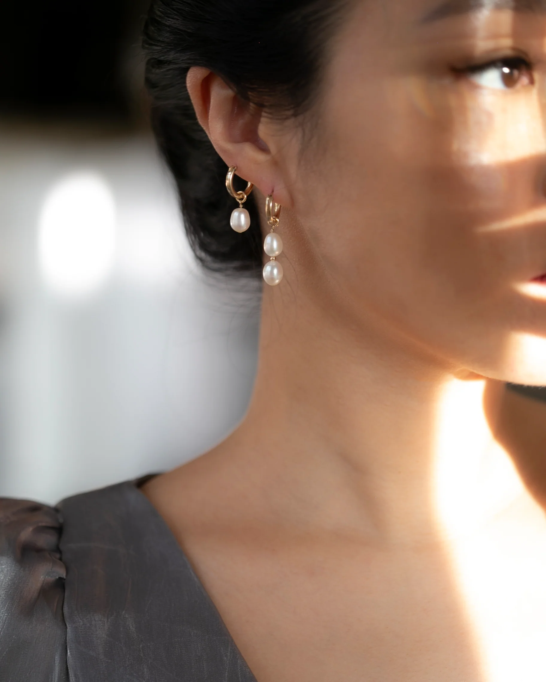 Baroque Pearl Hoop Earrings - Image 2