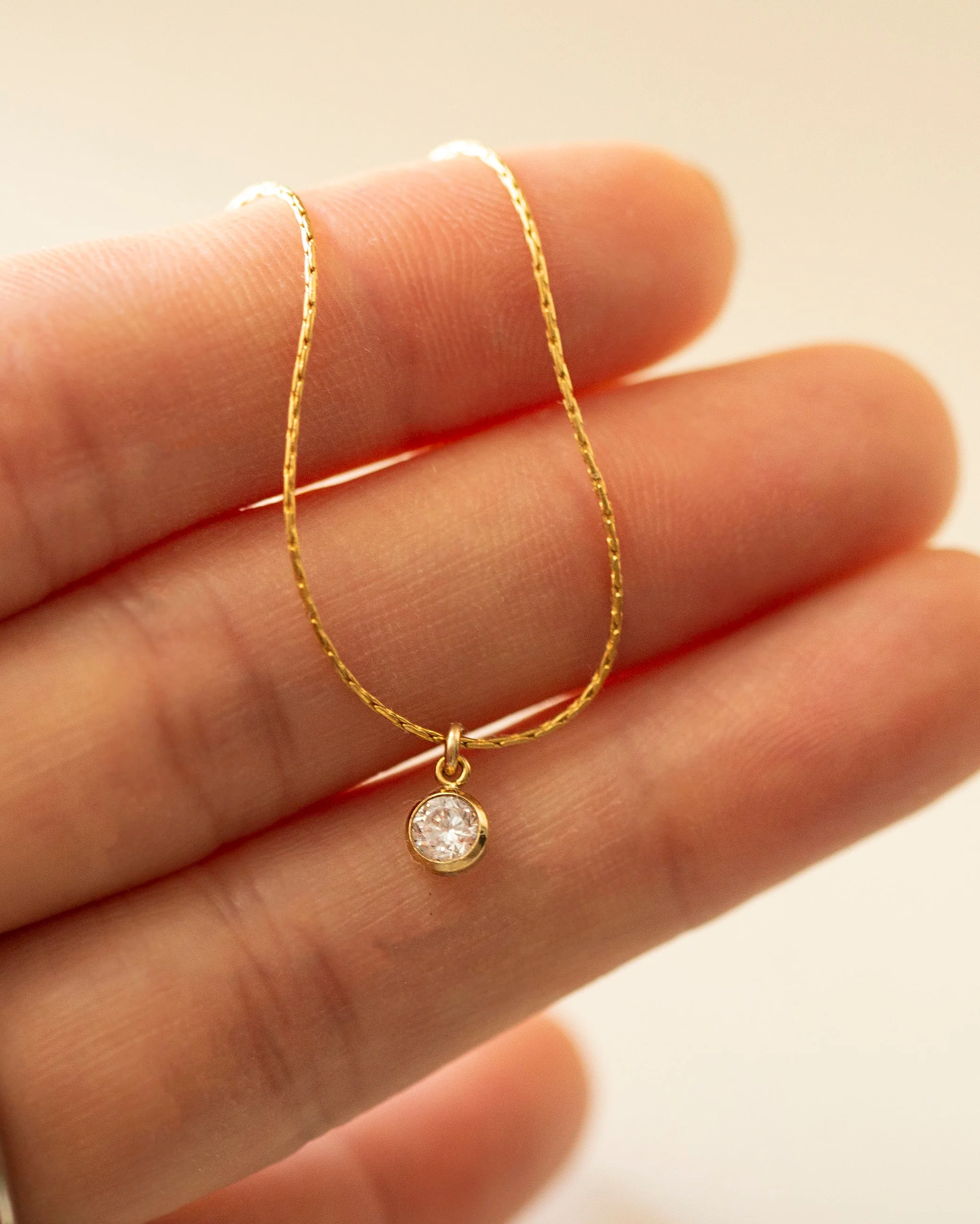 Bezel Diamond Solitaire Necklace - Image 2