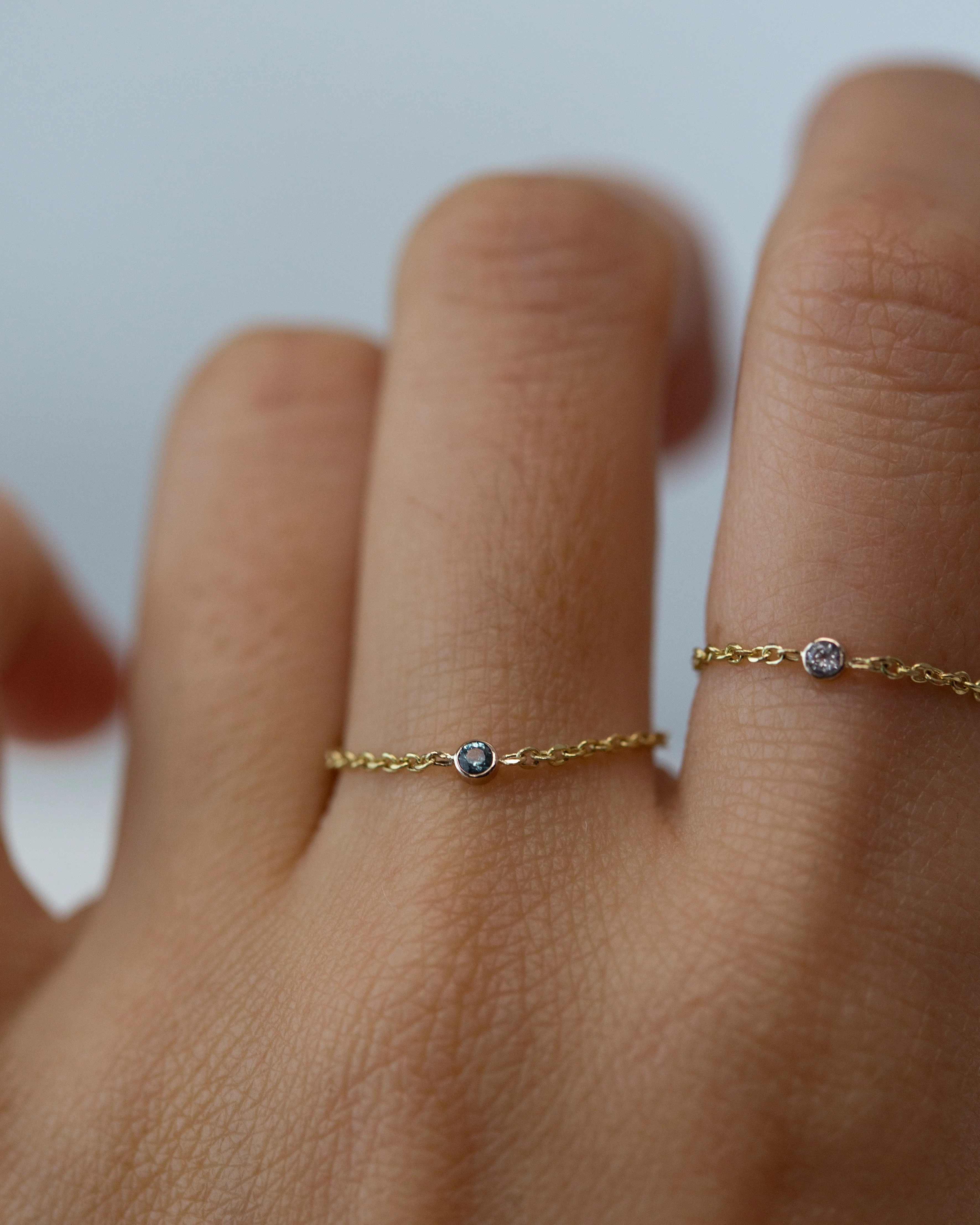 14k Gold Birthstone Chain Ring - Image 4